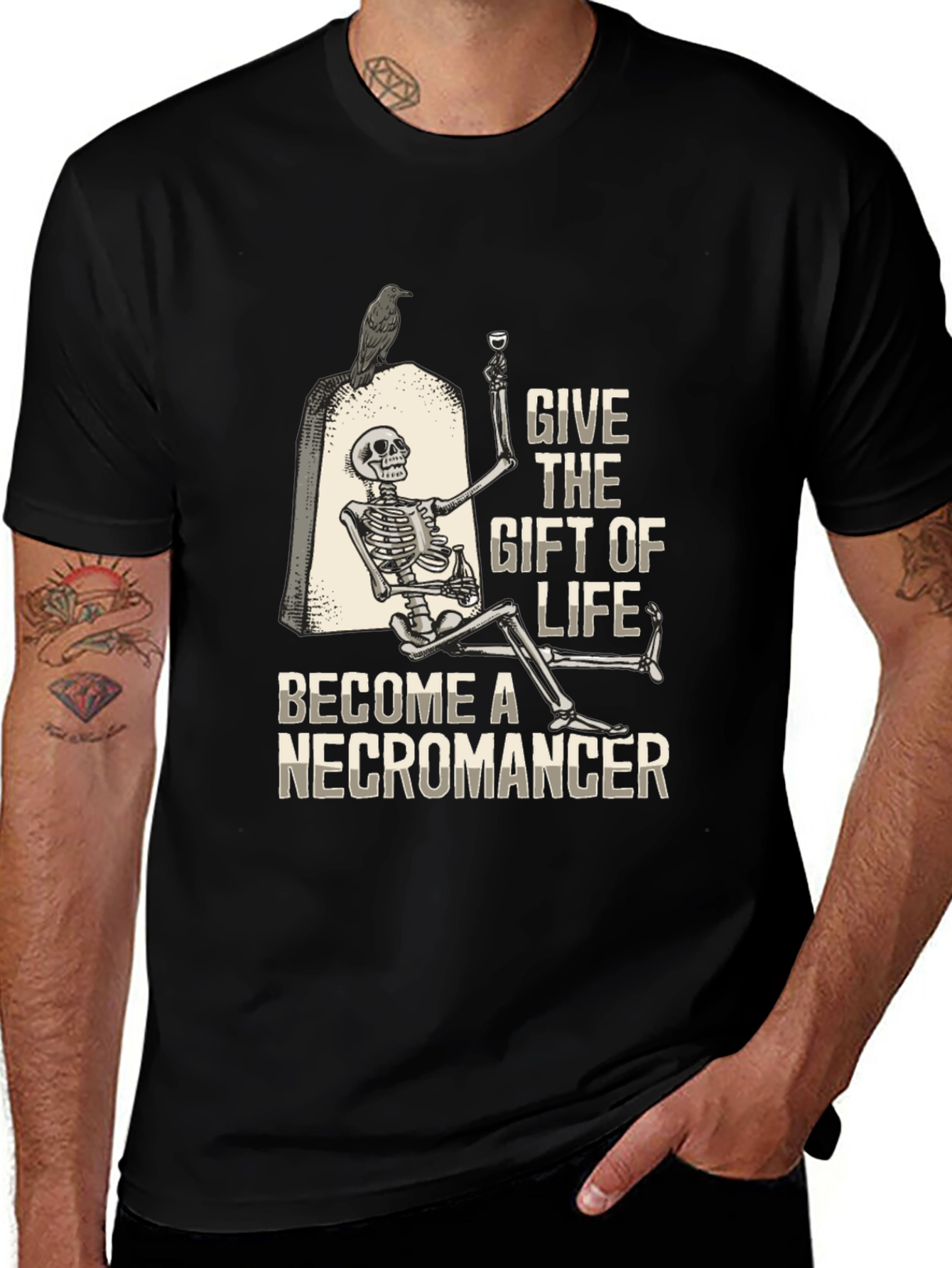 Variant 12 of Necromancer Graphic T-Shirt - Dark Humor Tee