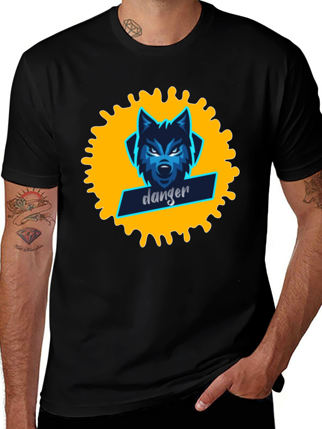 Variant 3 of Danger Wolf Graphic Tee - Stylish Black T-Shirt
