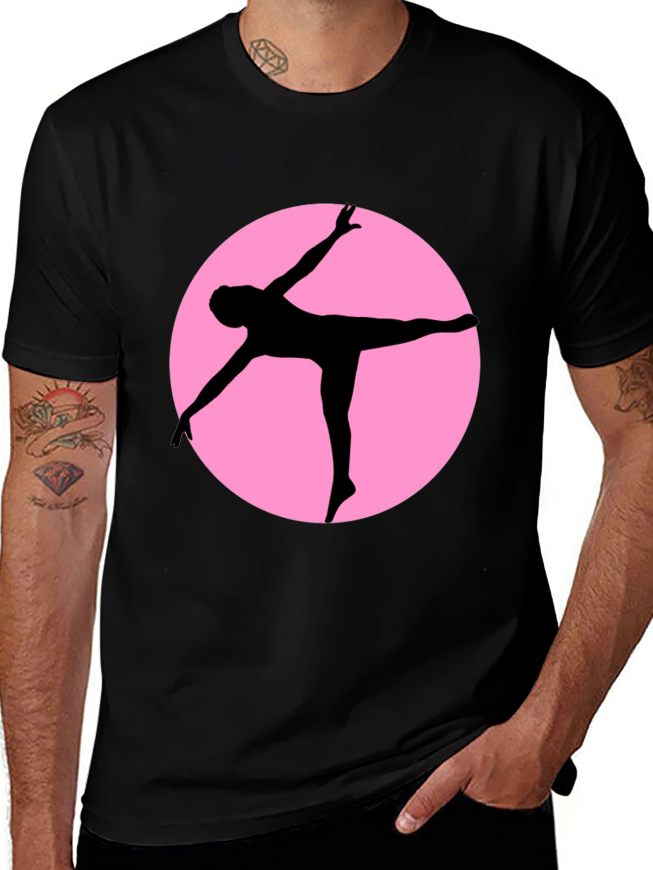 Variant 7 of Pink Ballerina Silhouette Black T-Shirt