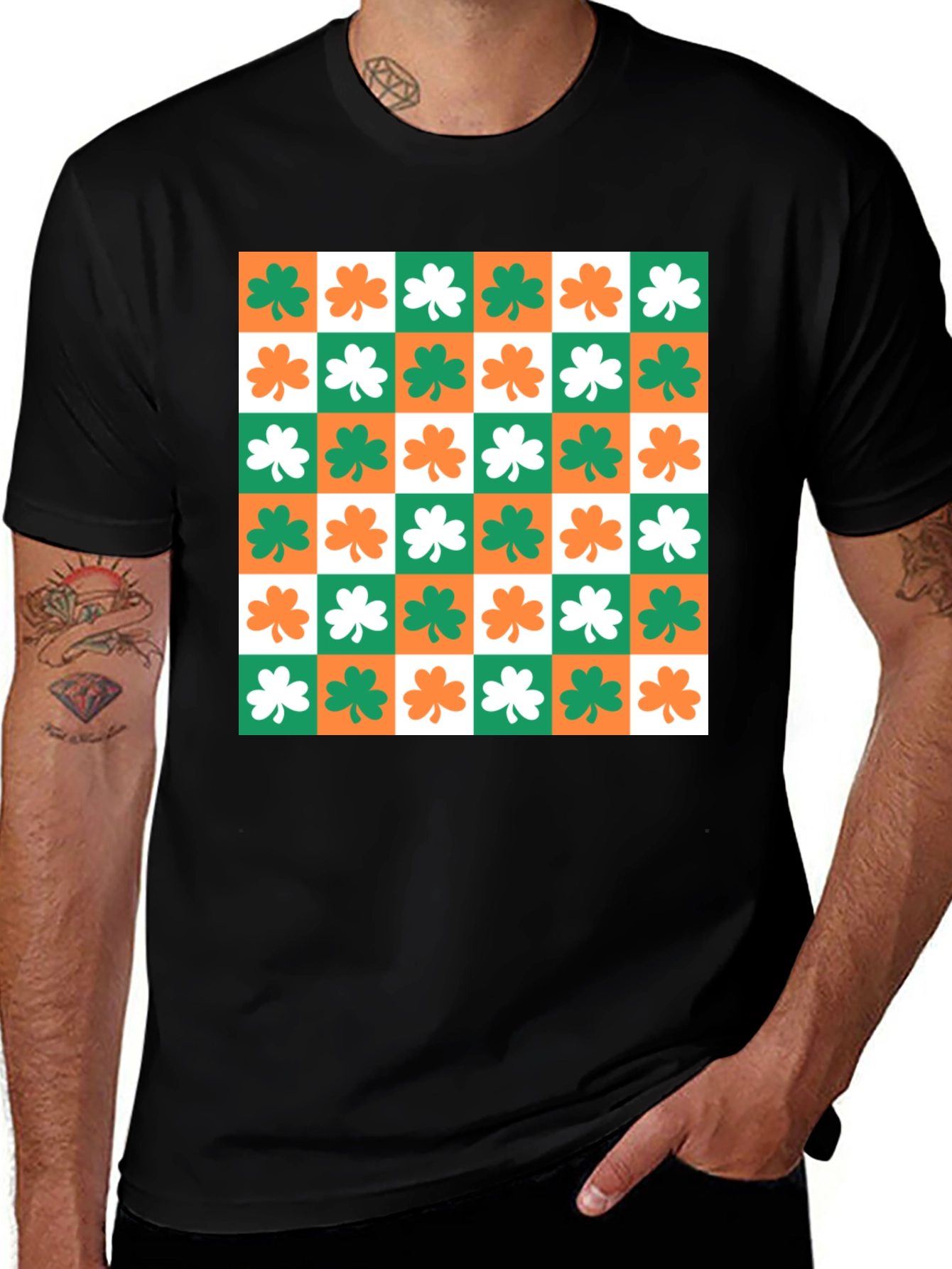 Variant 30 of Shamrock Checkered Graphic T-Shirt