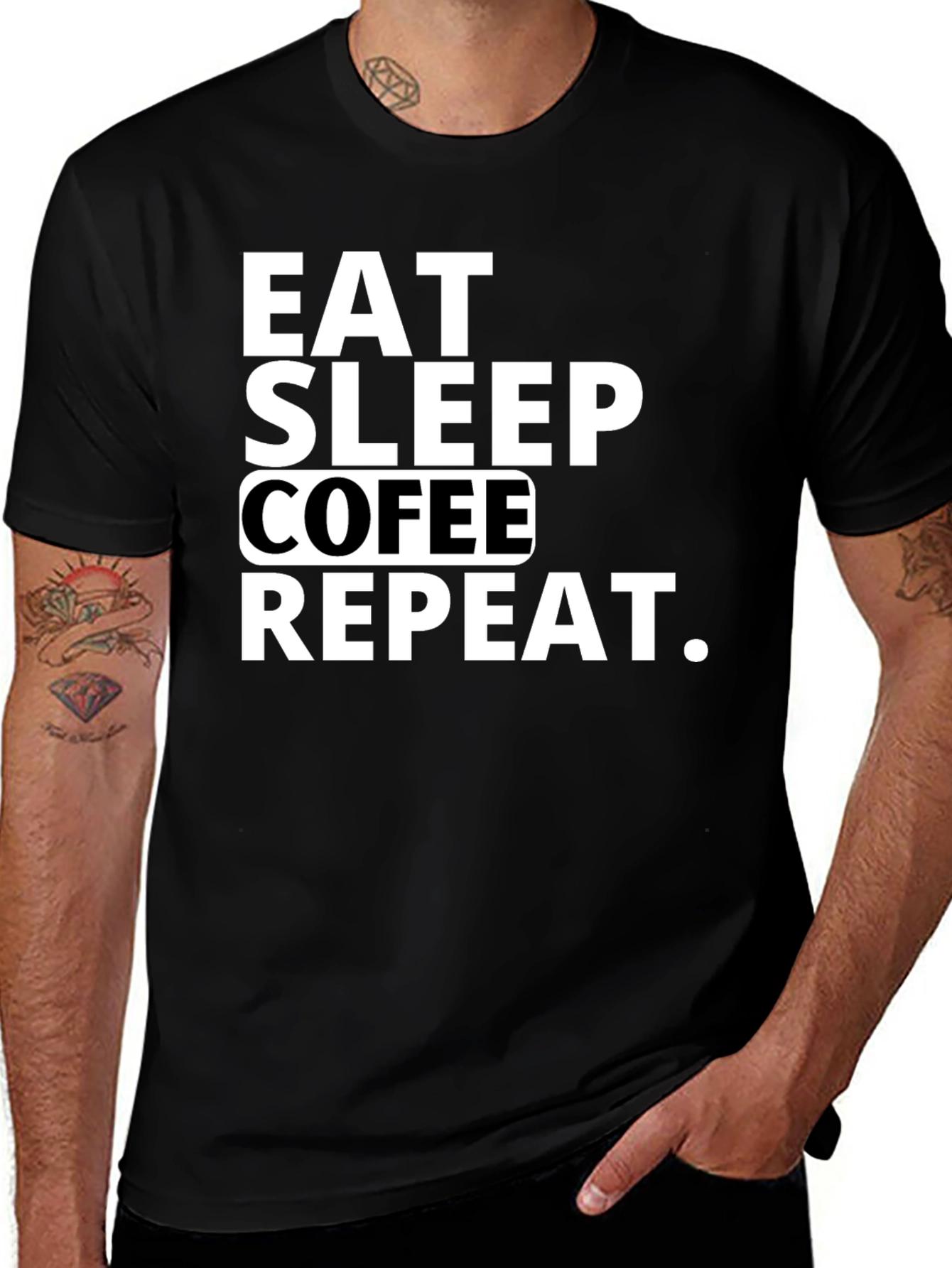 Variant 27 of Eat Sleep Coffee Repeat Graphic Tee