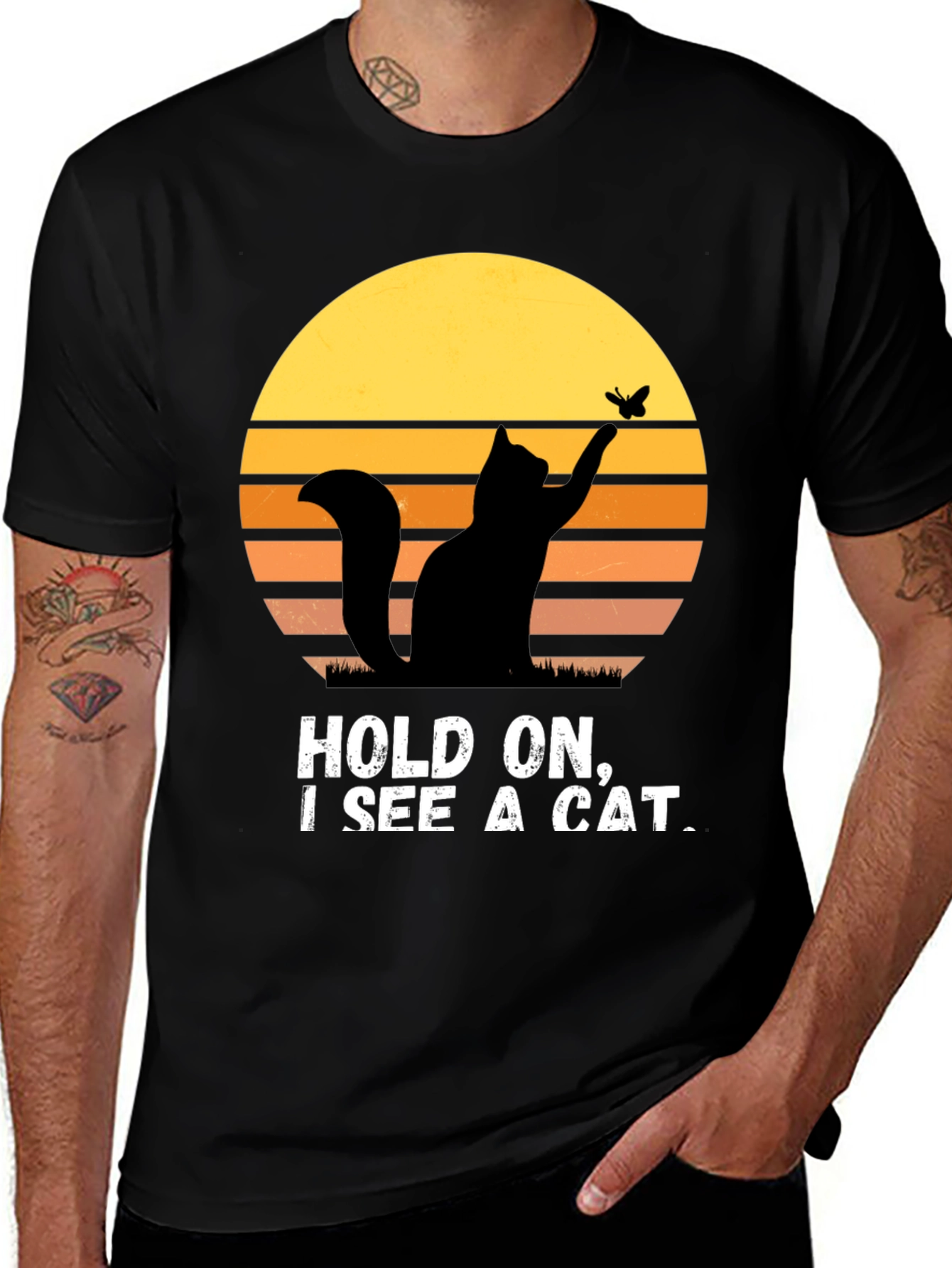 Variant 11 of Cat Silhouette T-Shirt - Hold On, I See a Cat!