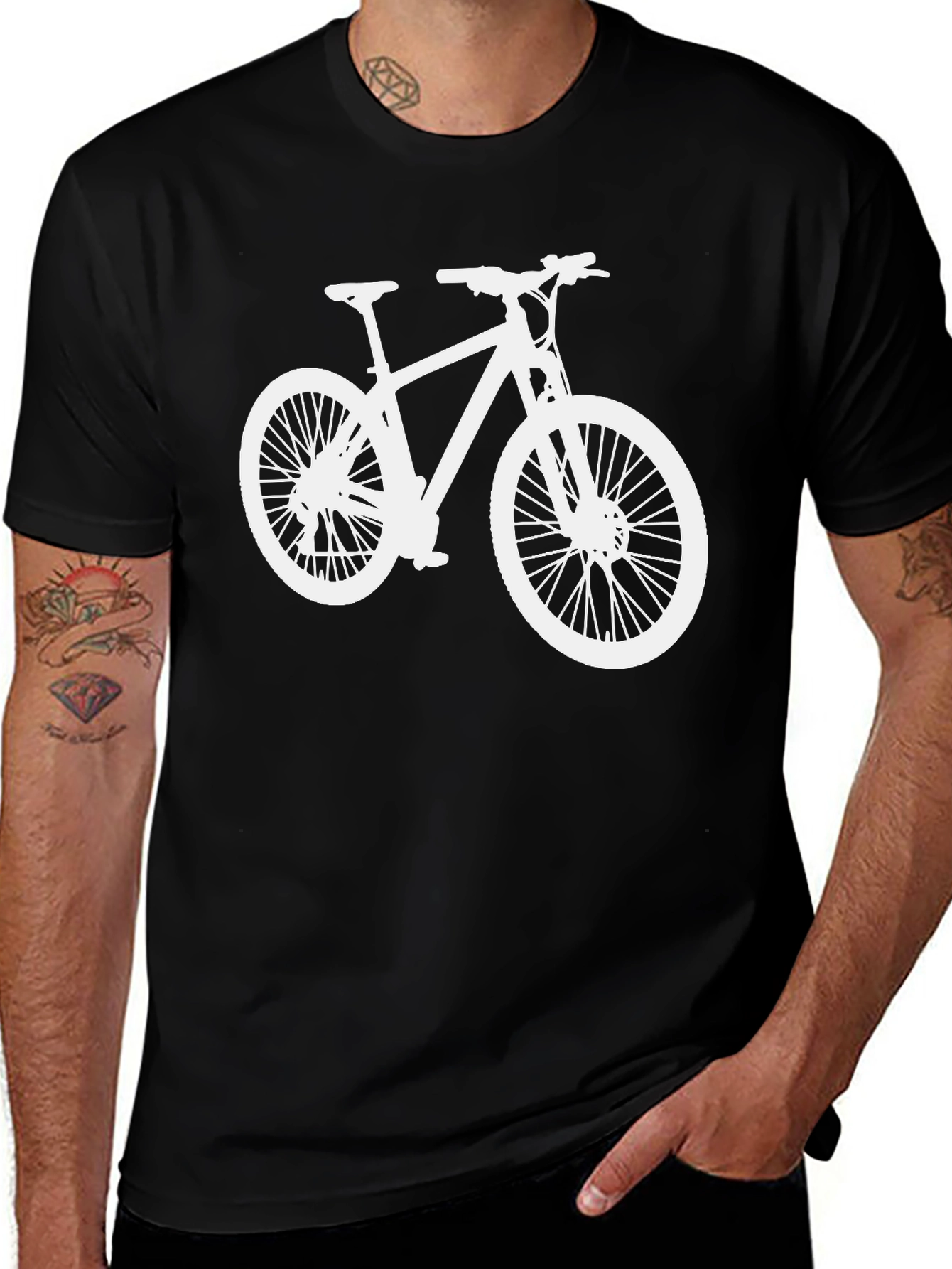 Variant 5 of Black T-Shirt with White Bike Graphic