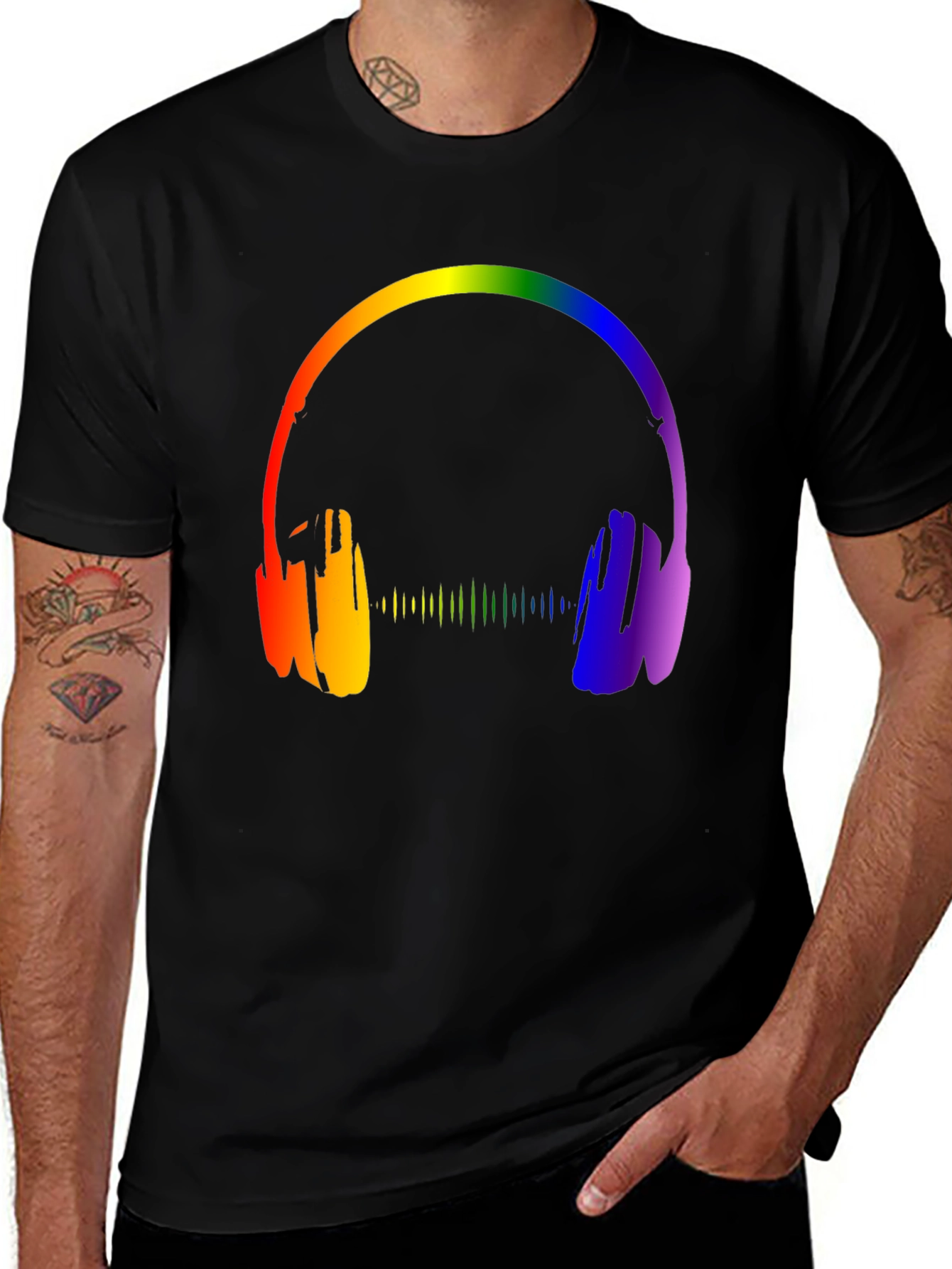 Variant 10 of Rainbow Headphone Graphic Tee - Music Lover T-Shirt