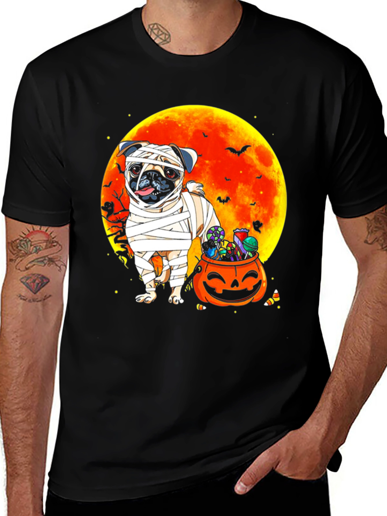 Halloween Mummy Pug T-Shirt