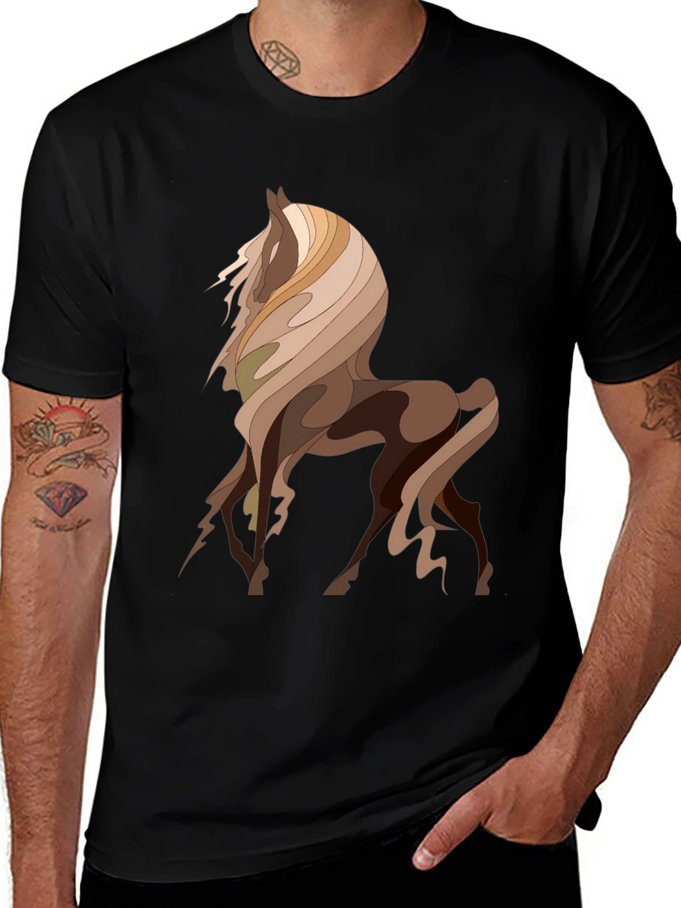 Variant 12 of Abstract Horse Graphic Tee - Stylish Men's T-Shirt