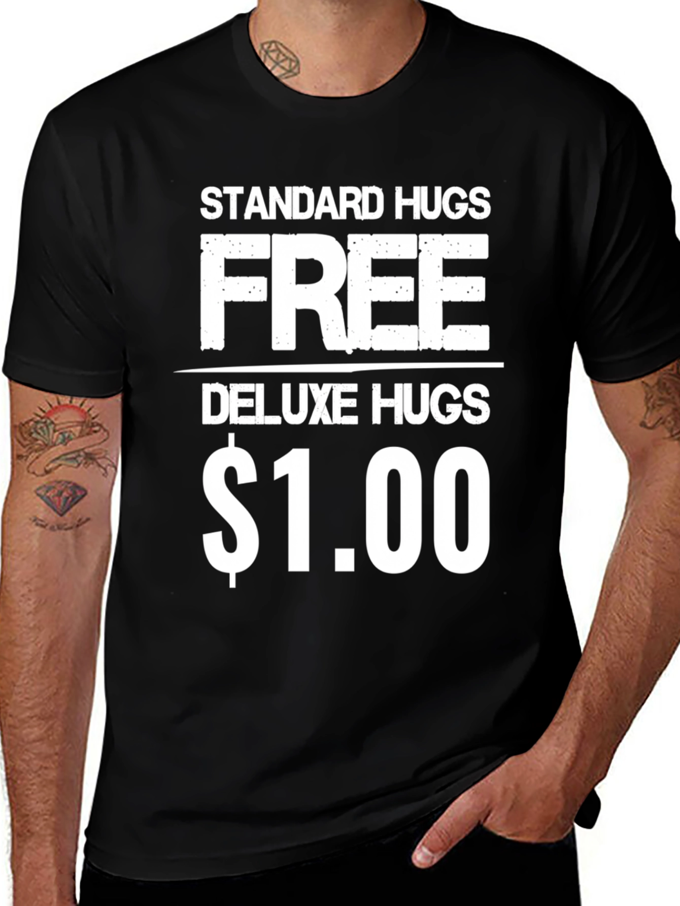 Variant 23 of Funny Hugs T-Shirt - Standard Free, Deluxe $1.00