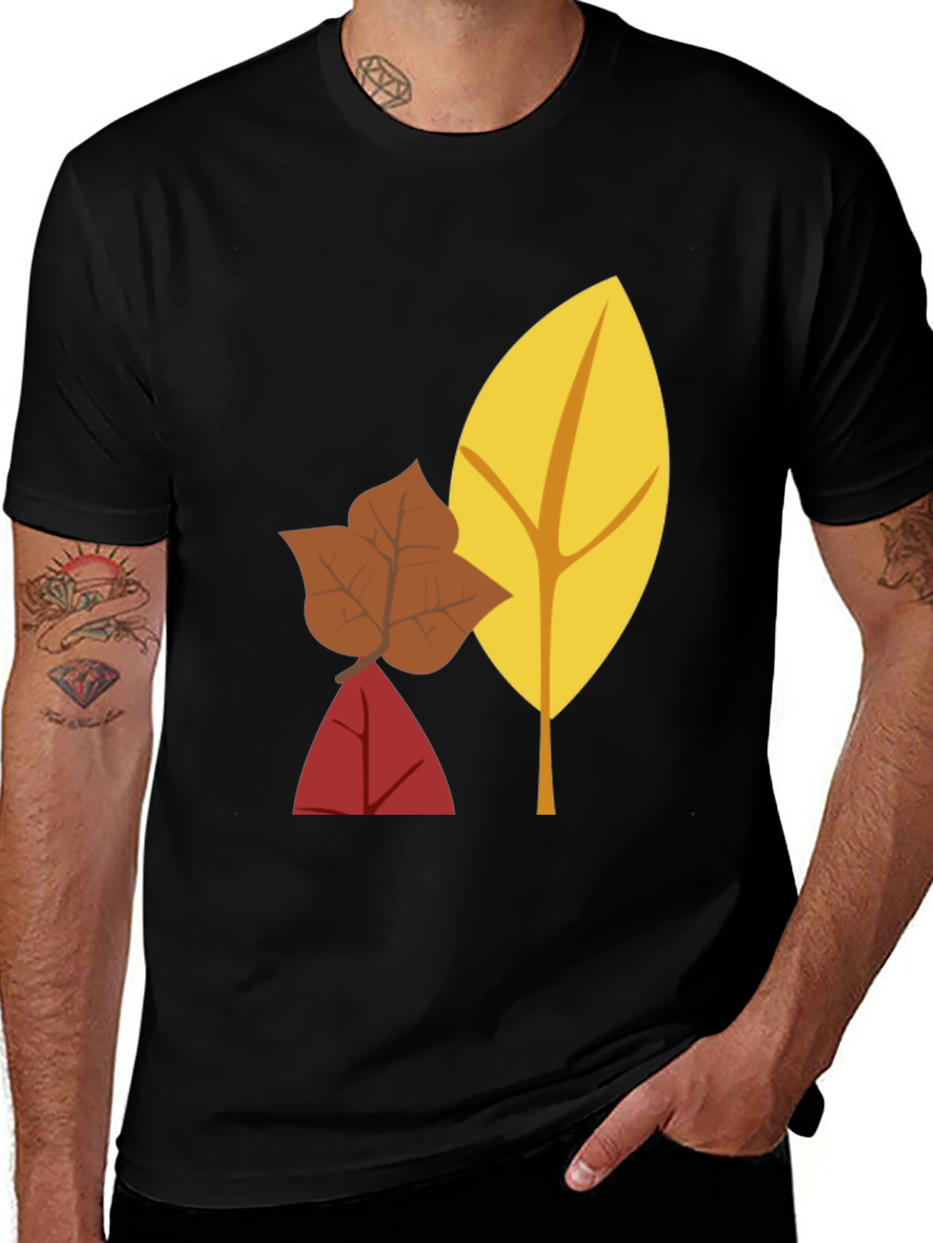 Autumn Leaves Graphic Black T-Shirt