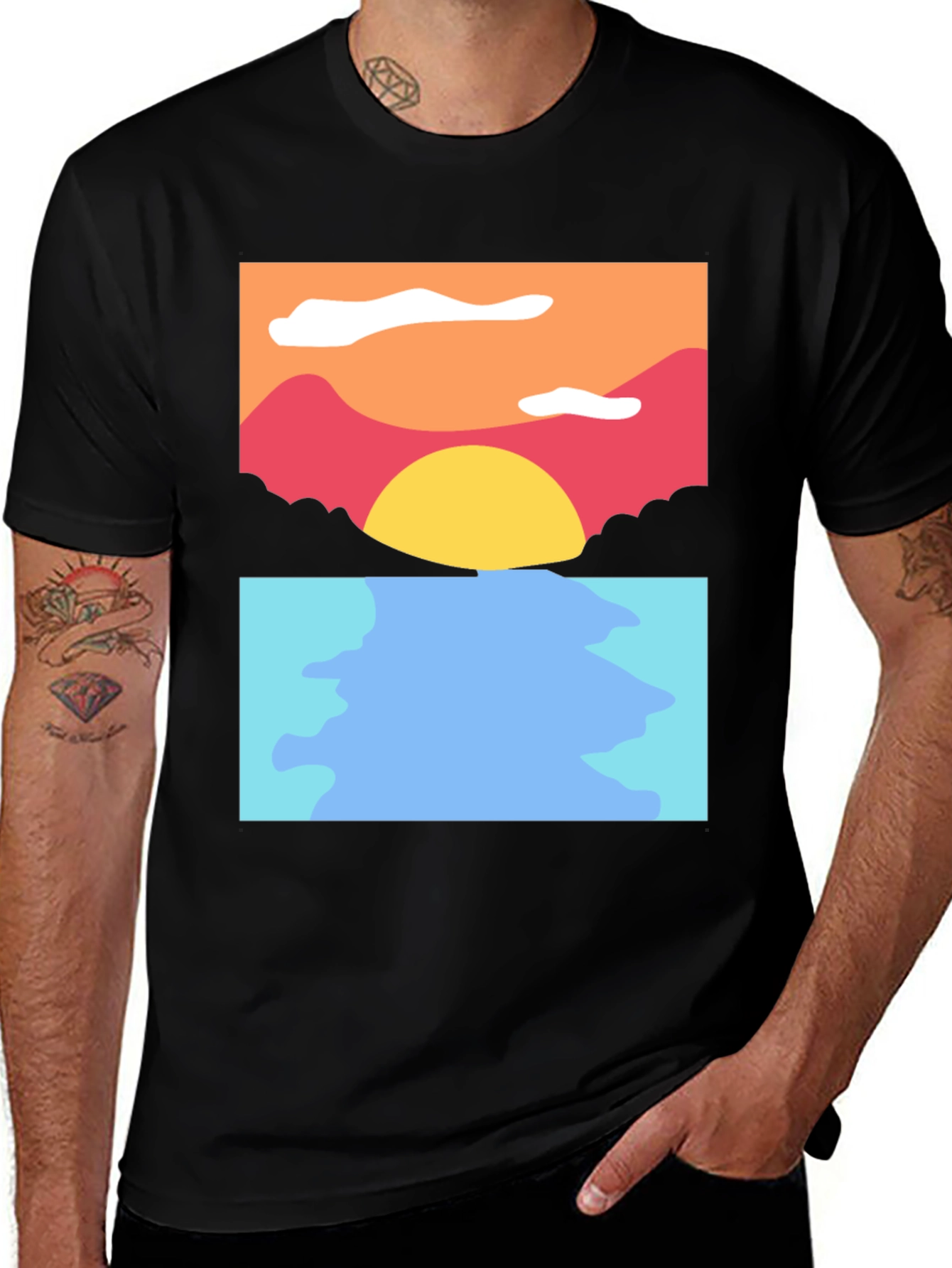 Variant 2 of Sunset Seascape Graphic Tee - Soft Cotton Blend