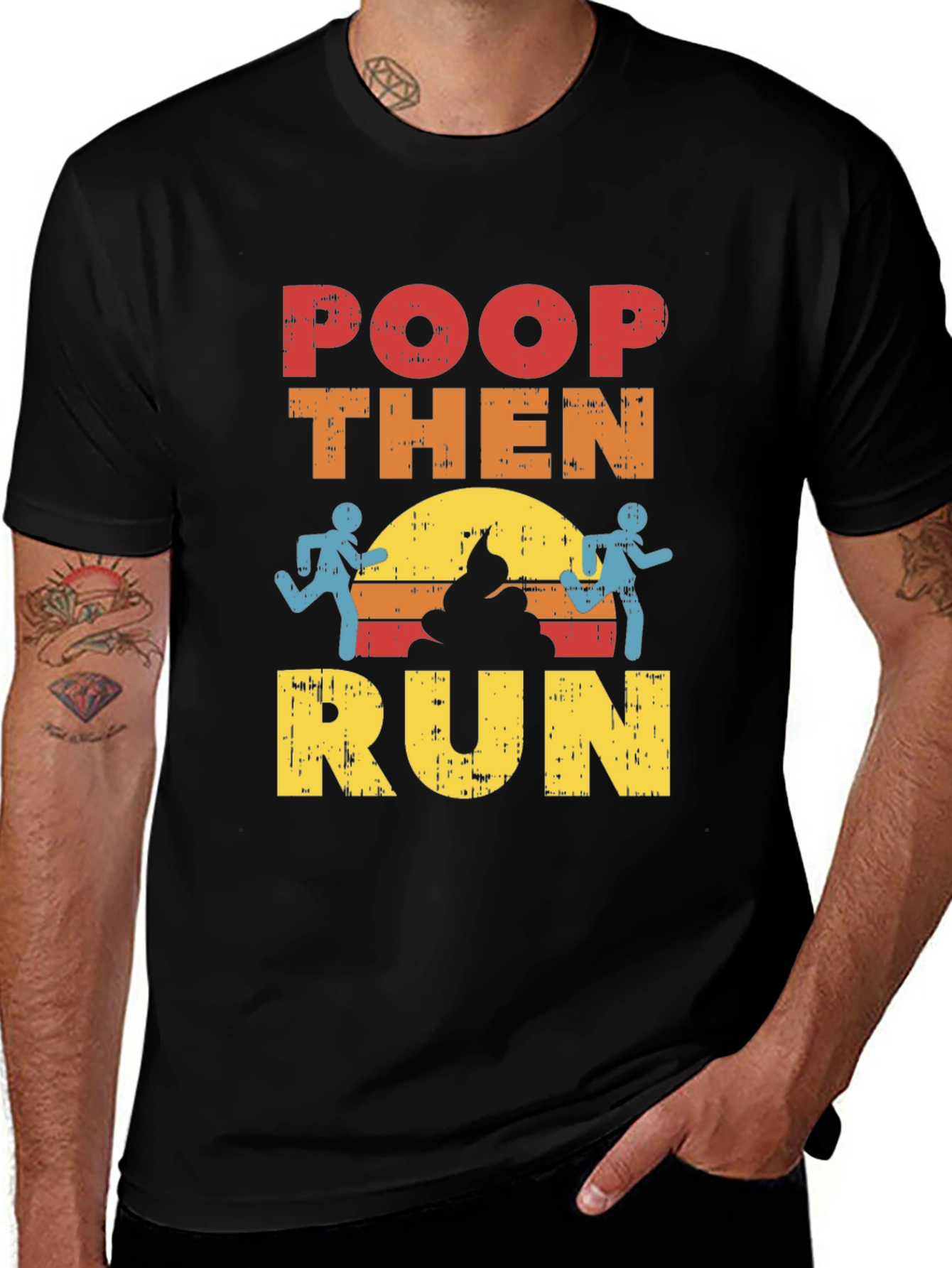 Variant 5 of Poop Then Run Graphic T-Shirt - Funny Running Tee
