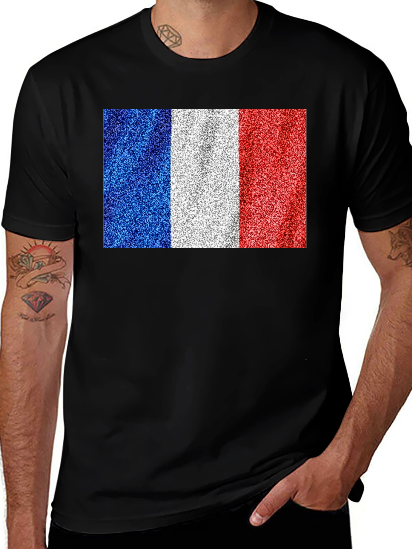 Variant 25 of France Flag T-Shirt: Glitter Print