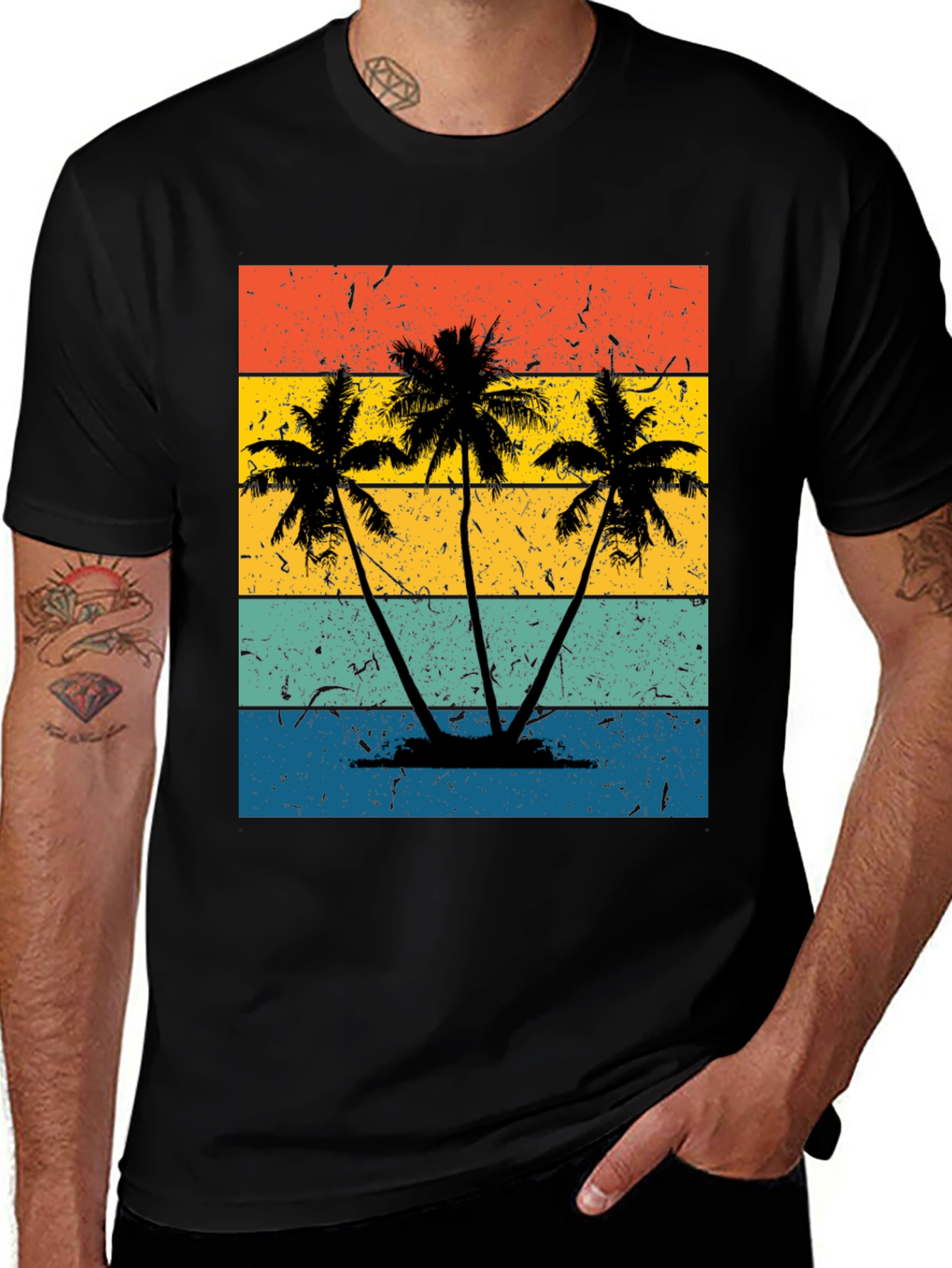 Variant 12 of Retro Palm Tree Graphic Tee - Beach Vibes