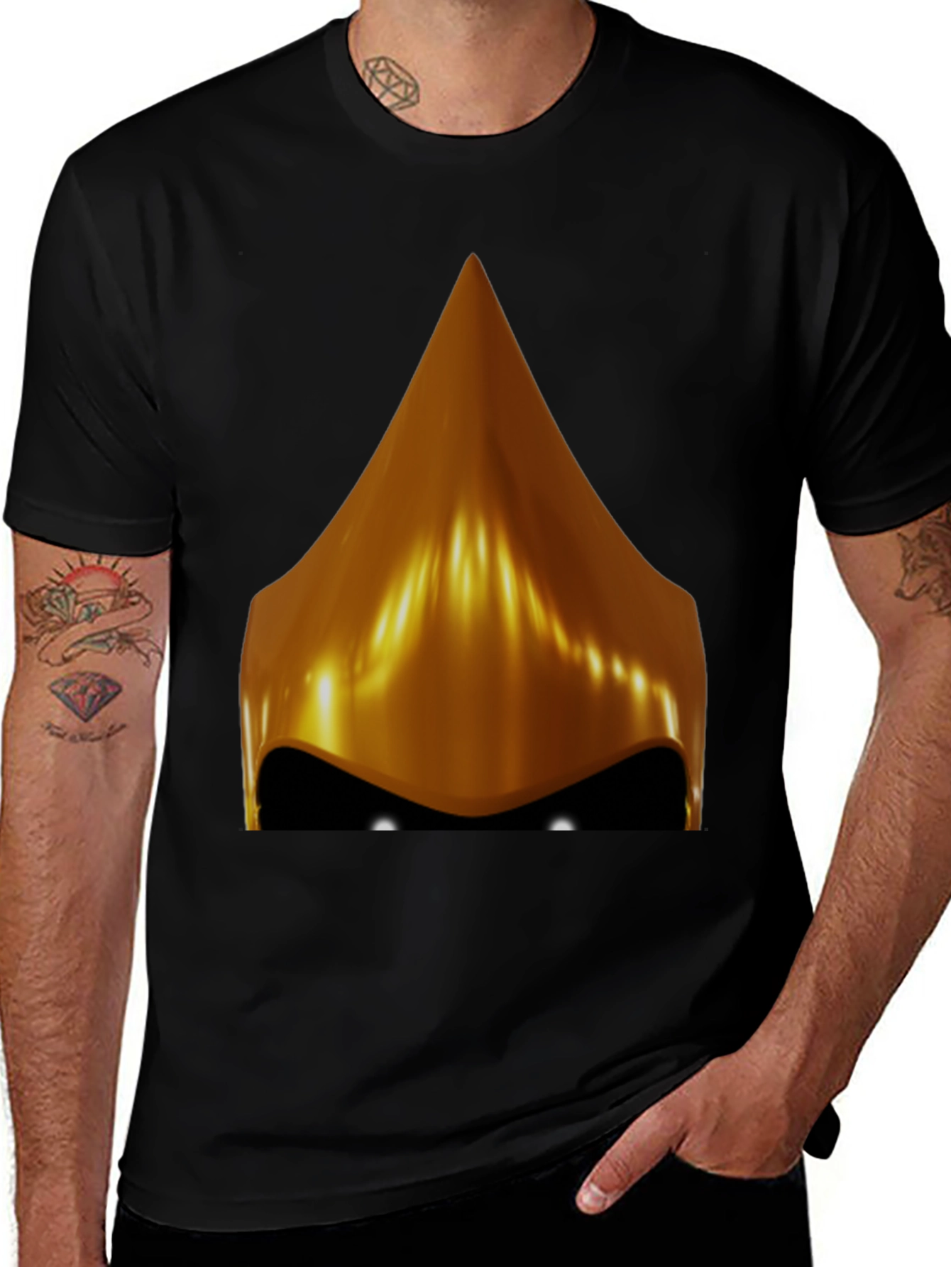 Variant 3 of Golden Helmet Graphic Tee - Men's Black T-Shirt