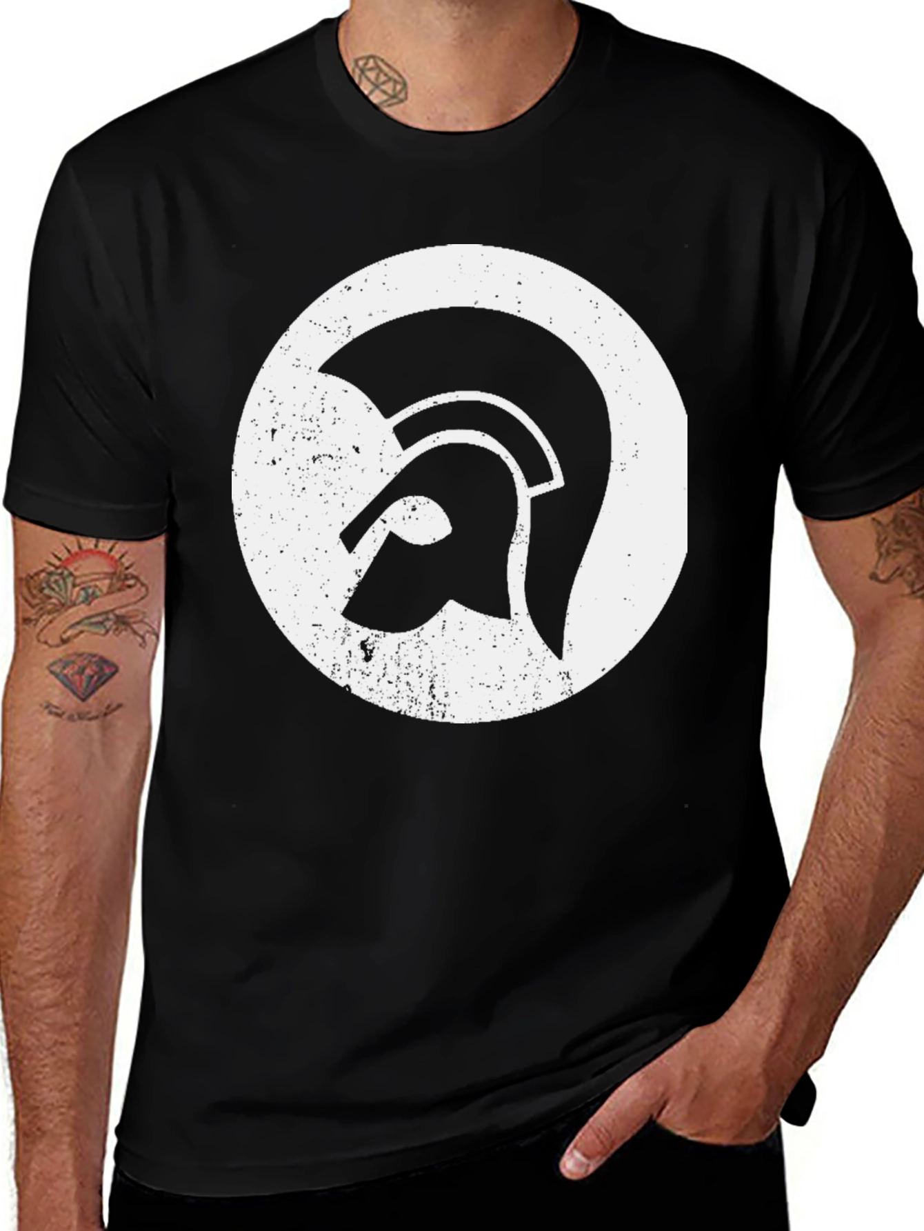Variant 16 of Spartan Helmet Graphic Tee - Black Cotton Blend
