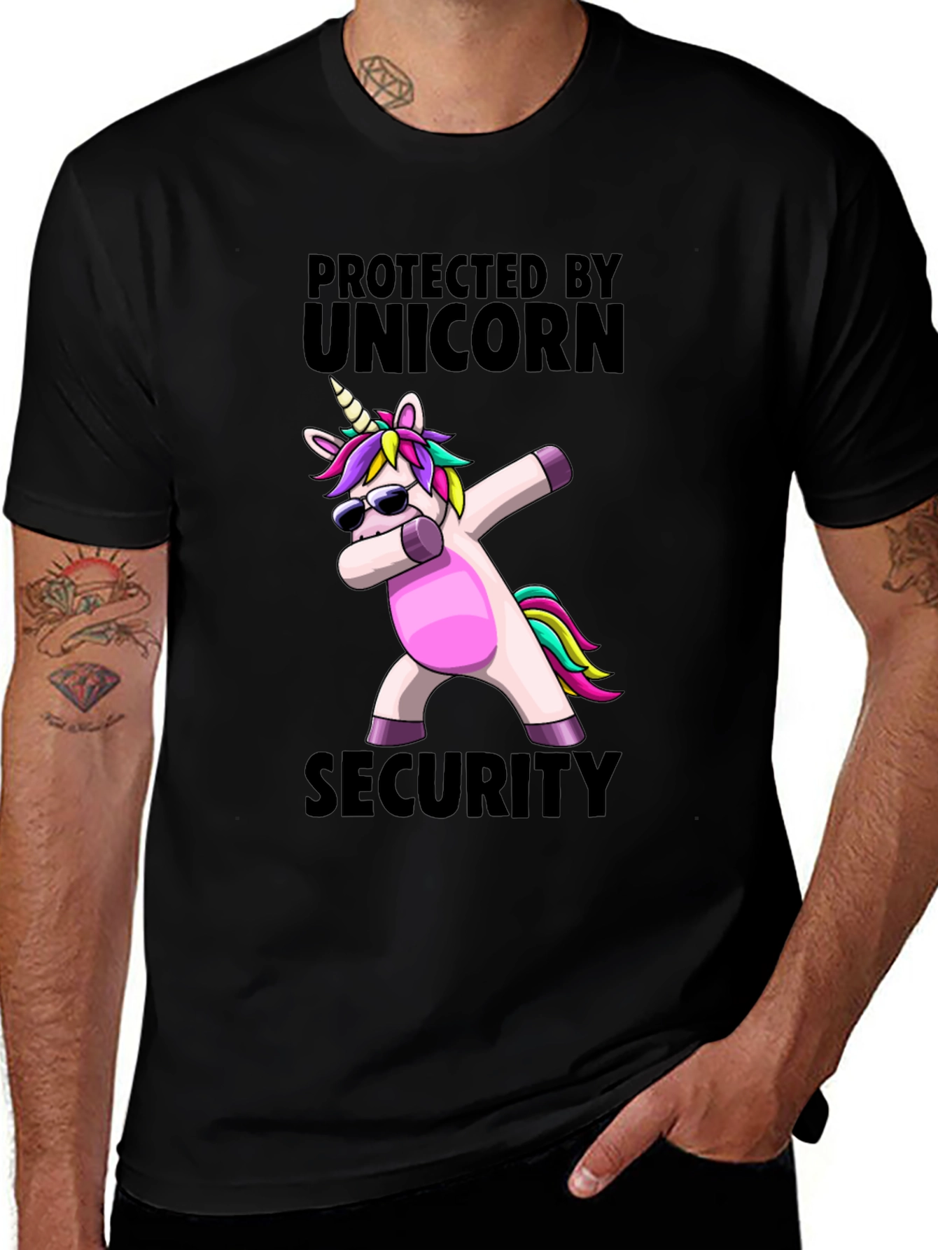 Variant 20 of Unicorn Security Graphic Tee - Black