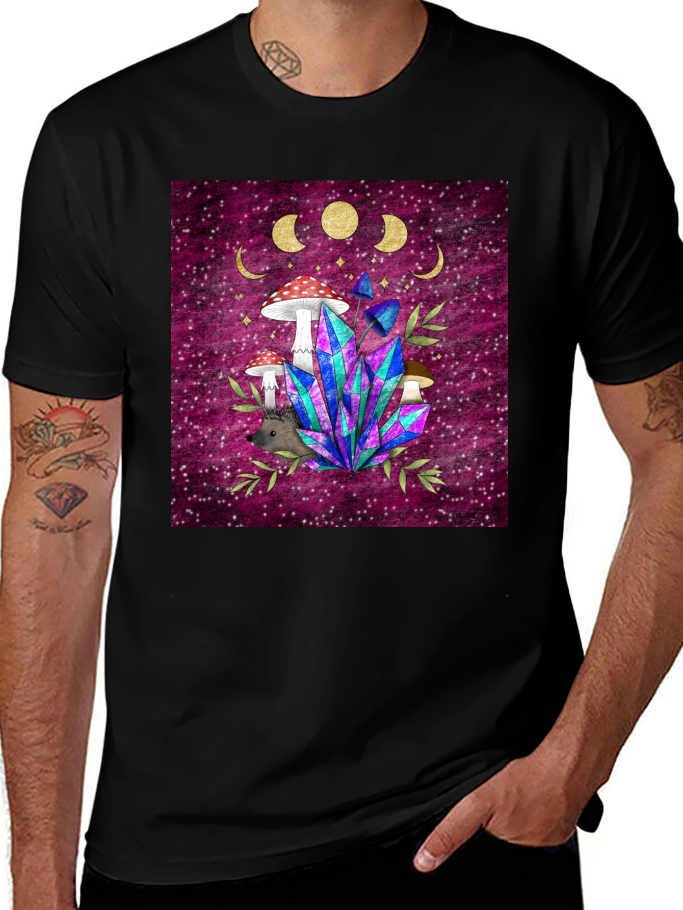 Variant 22 of Mystical Mushroom & Crystal T-Shirt