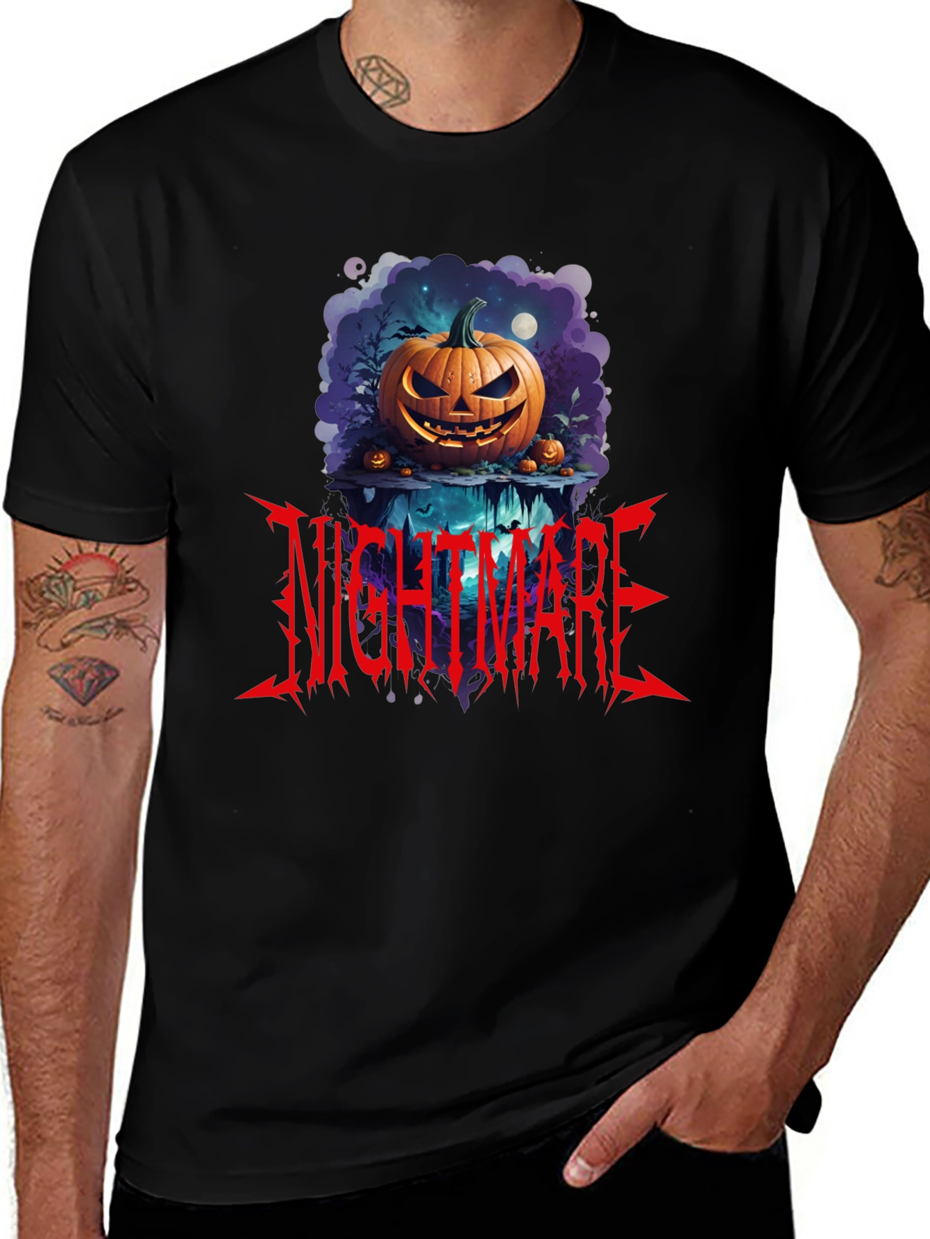 Nightmare Pumpkin Graphic Tee - Halloween Apparel