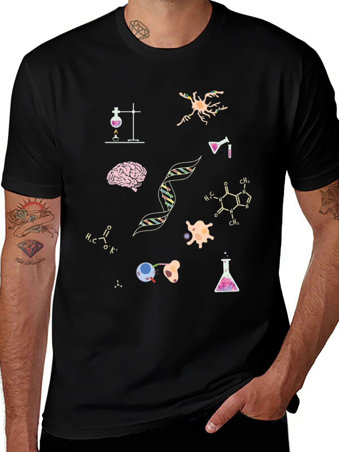 Variant 29 of Science T-Shirt - Brain, DNA, Cells!