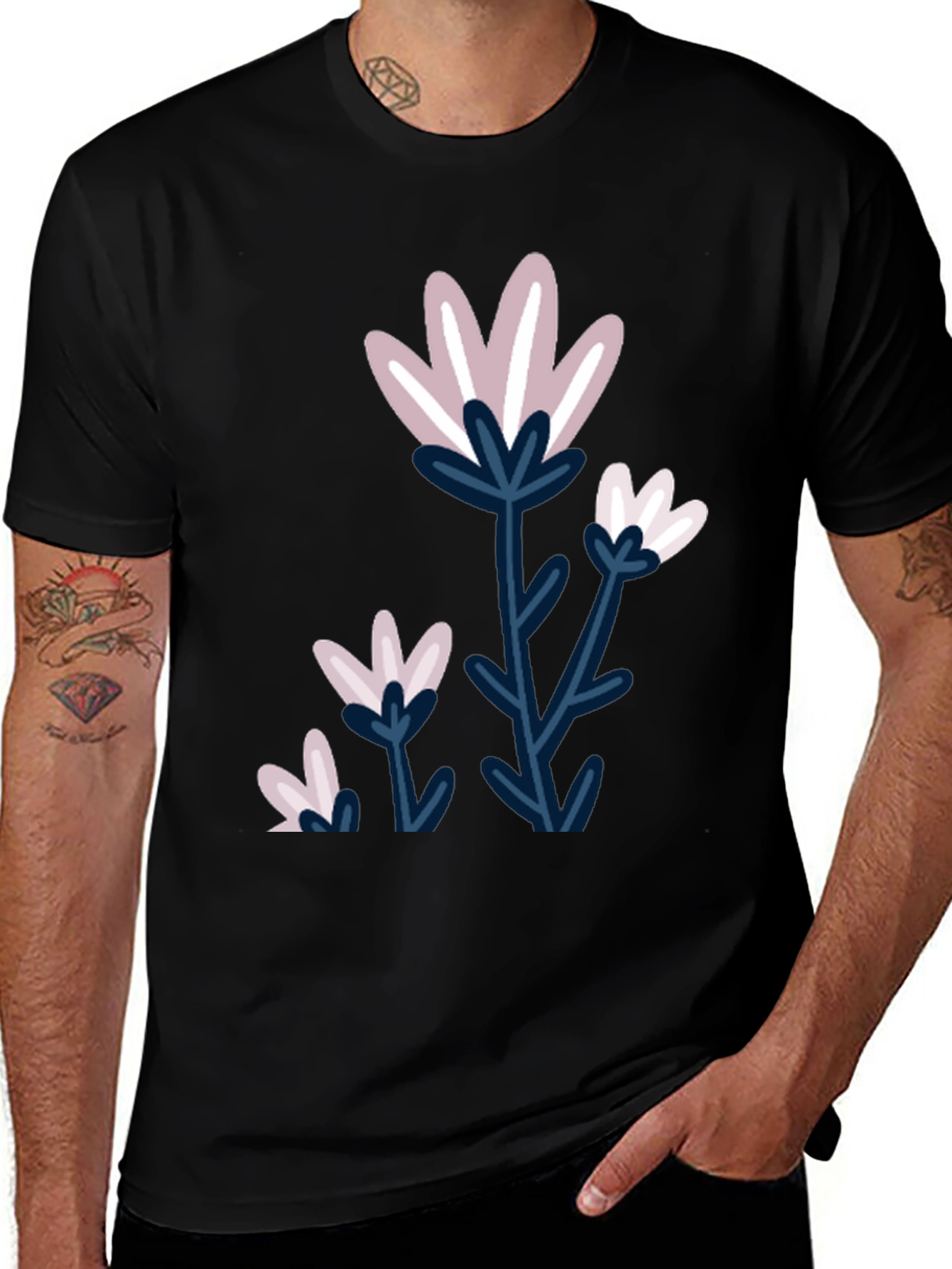 Variant 4 of Floral Graphic Print Crew Neck T-Shirt