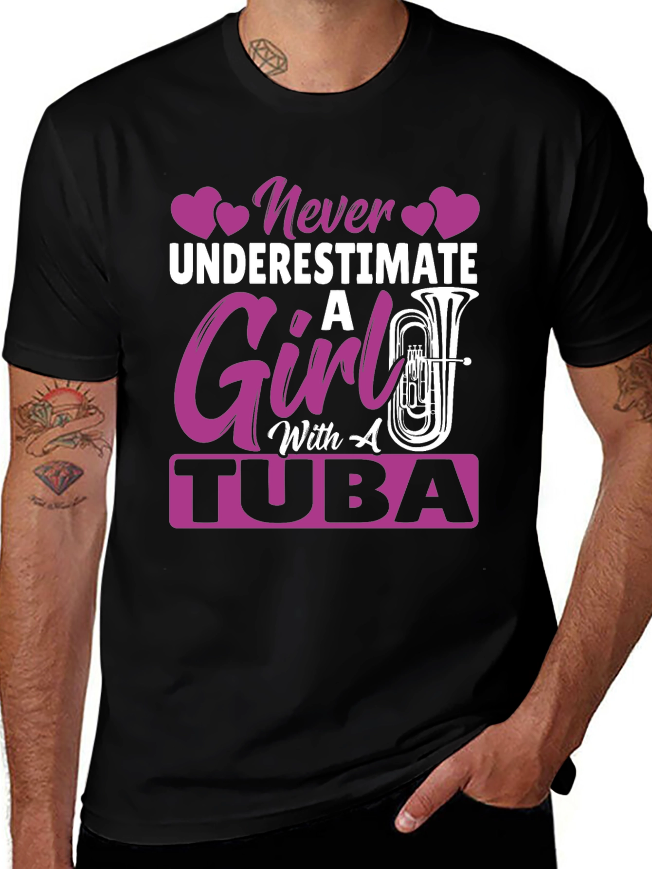 Never Underestimate Girl with Tuba T-Shirt