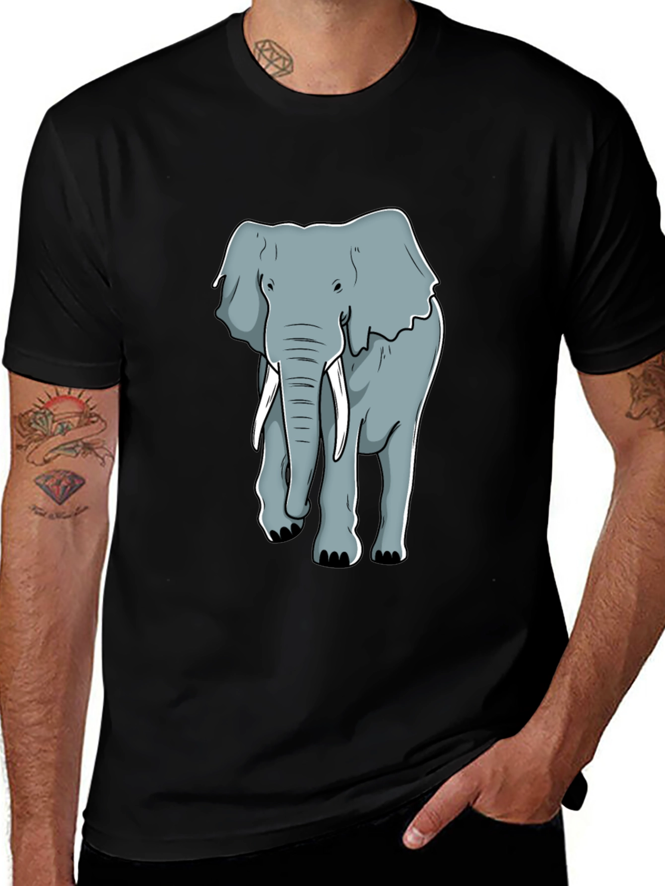 Variant 25 of Elephant Graphic Black T-Shirt