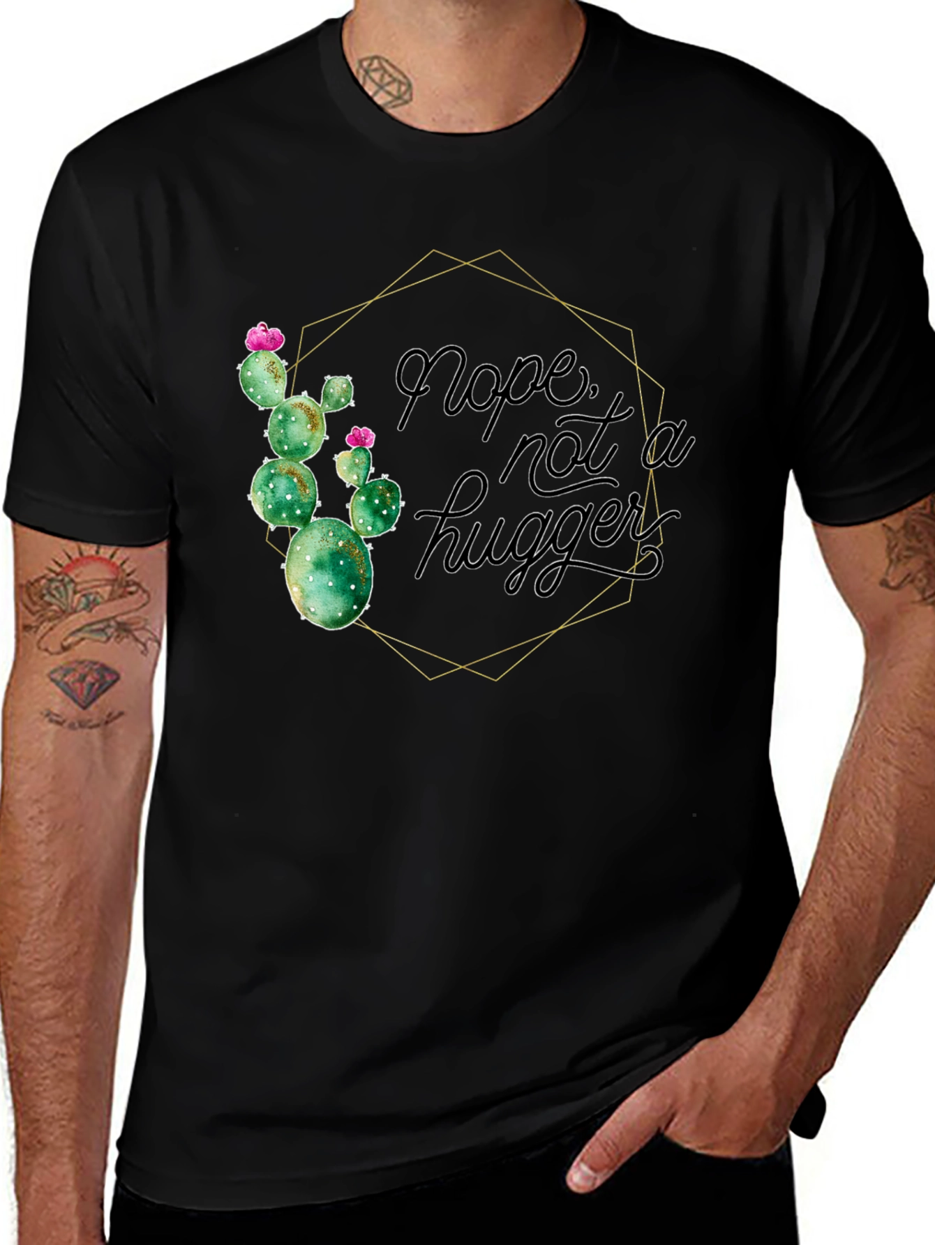 Variant 26 of Nope Not A Hugger T-Shirt - Cactus Graphic Tee