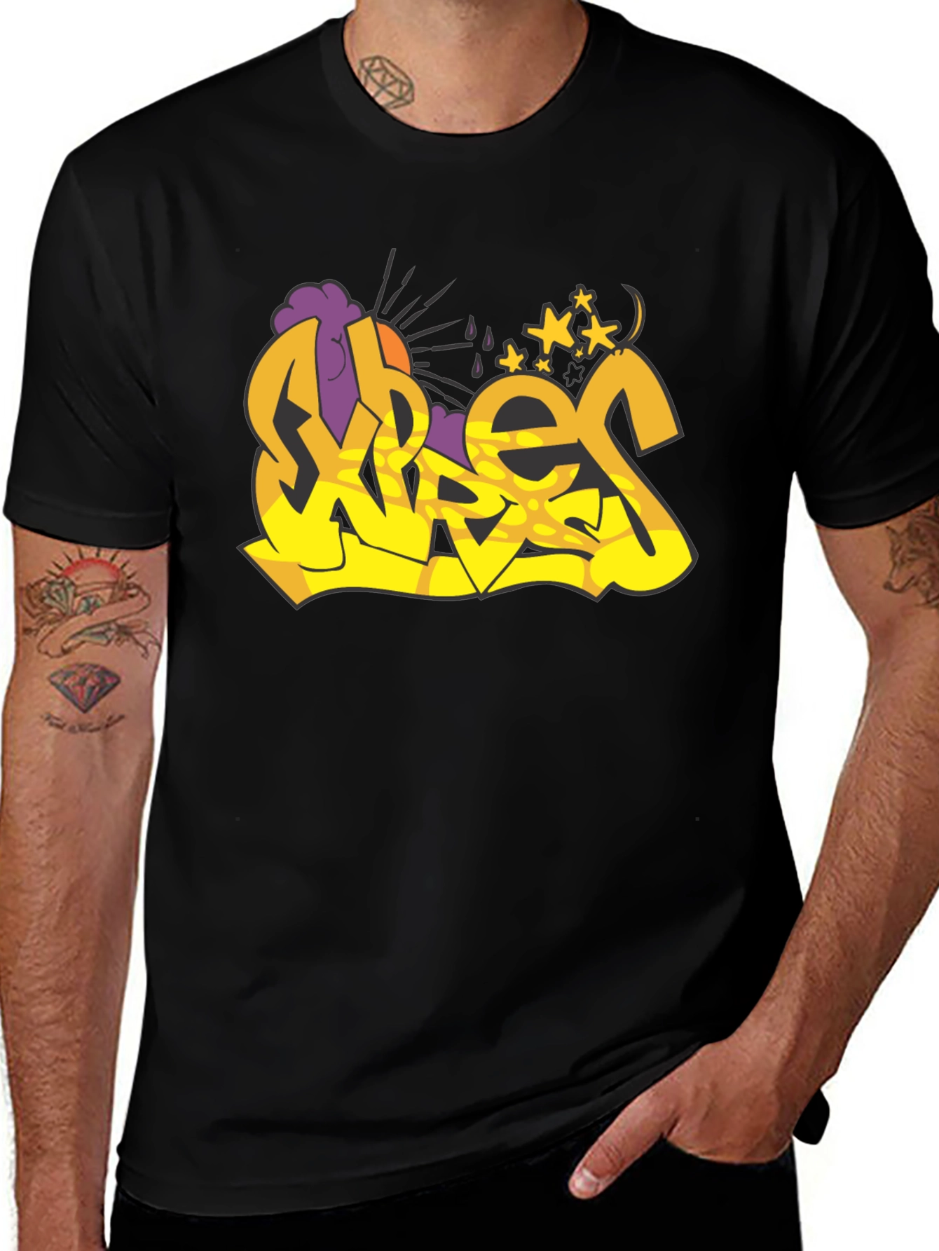 Variant 14 of Vibes Graffiti Graphic Black T-Shirt