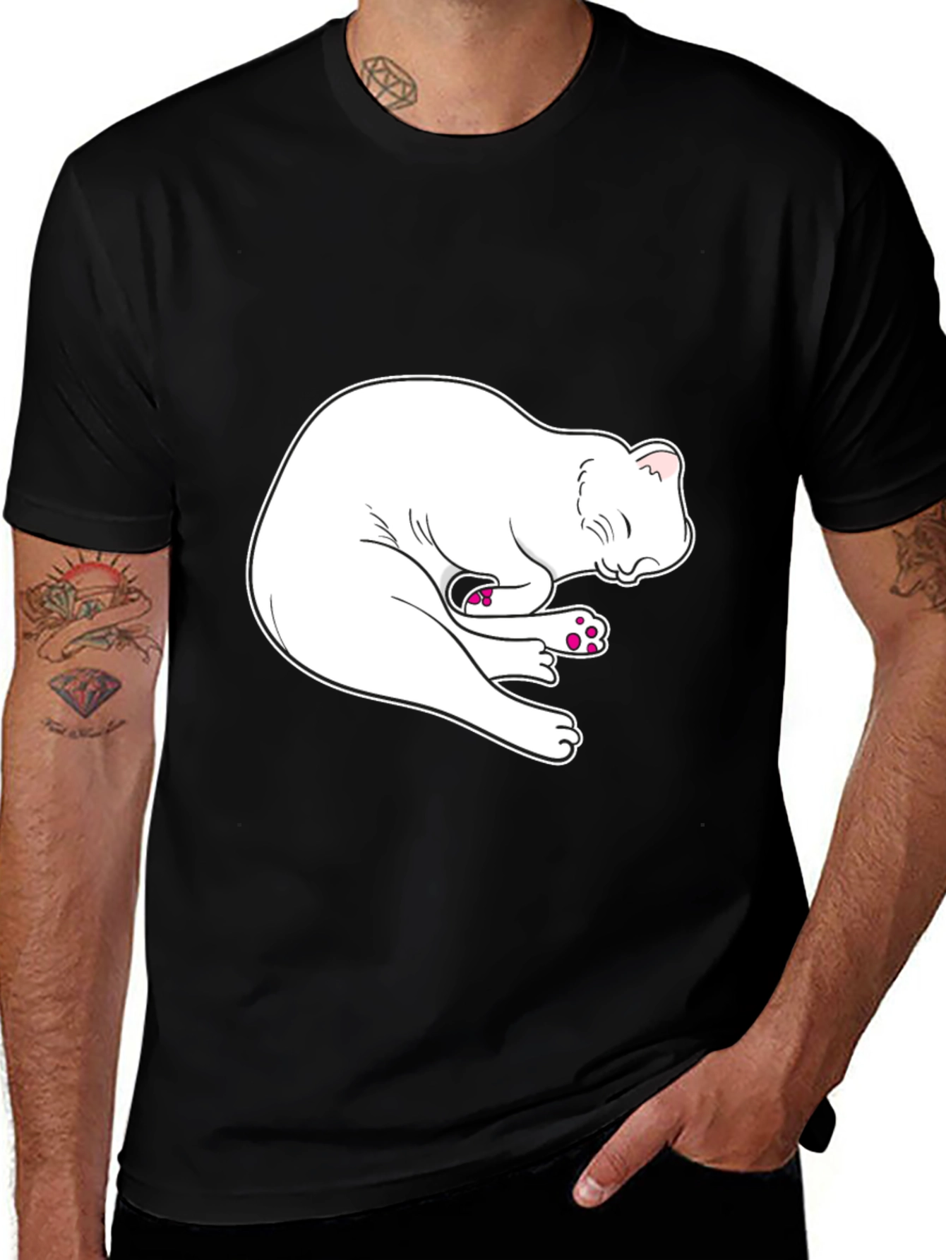 Variant 7 of Cat Nap Graphic Tee - Cozy Comfort in Black