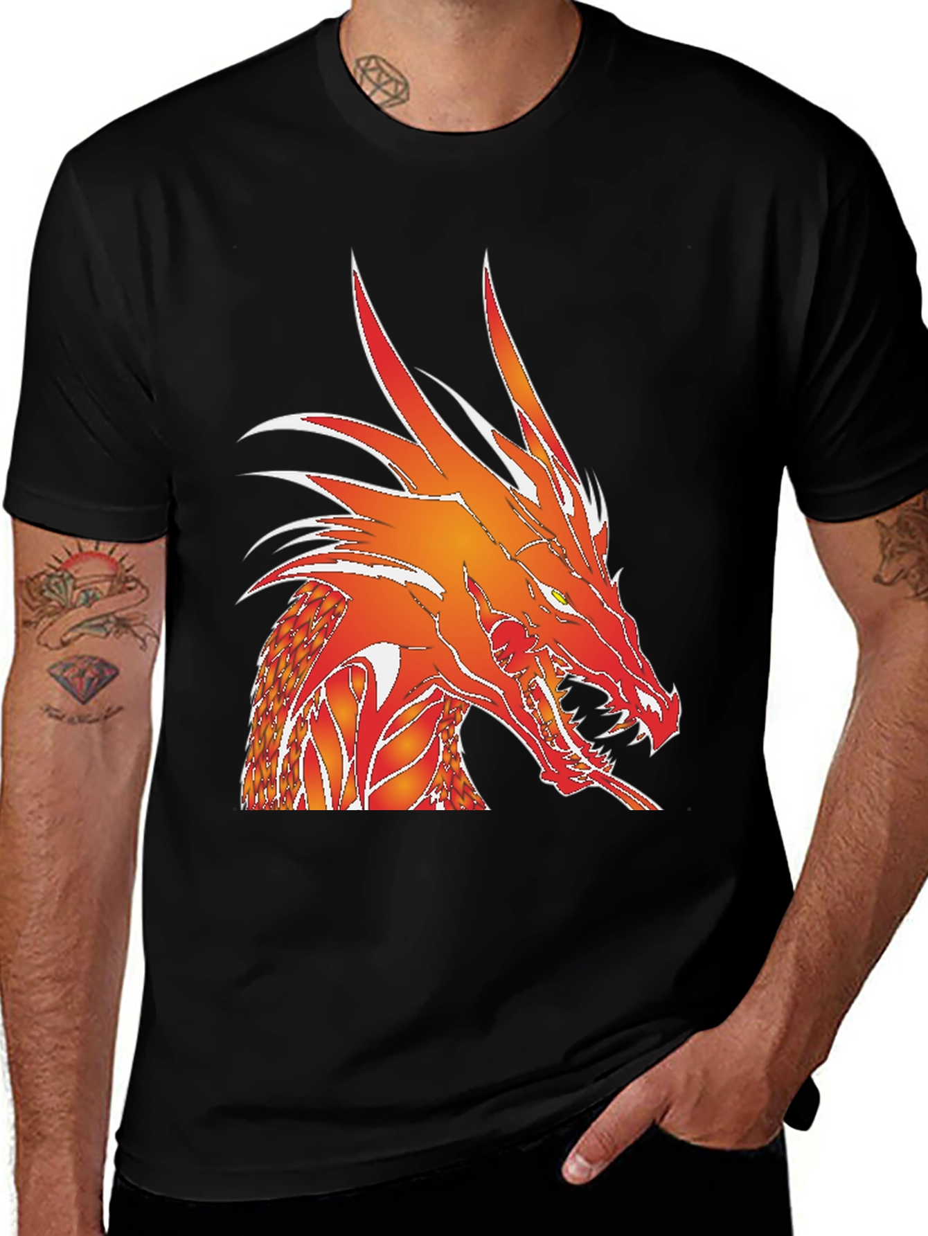 Variant 23 of Fiery Dragon Graphic Tee - Bold Statement Shirt