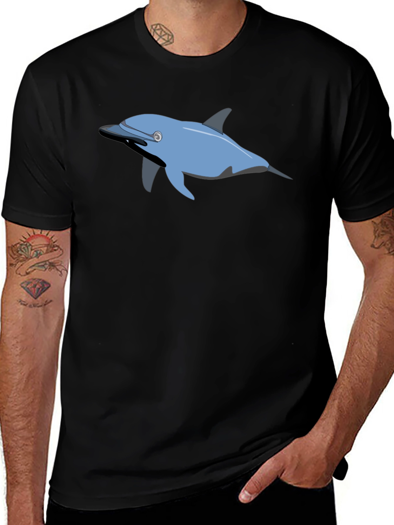 Variant 30 of Dolphin Graphic Print Crew Neck T-shirt