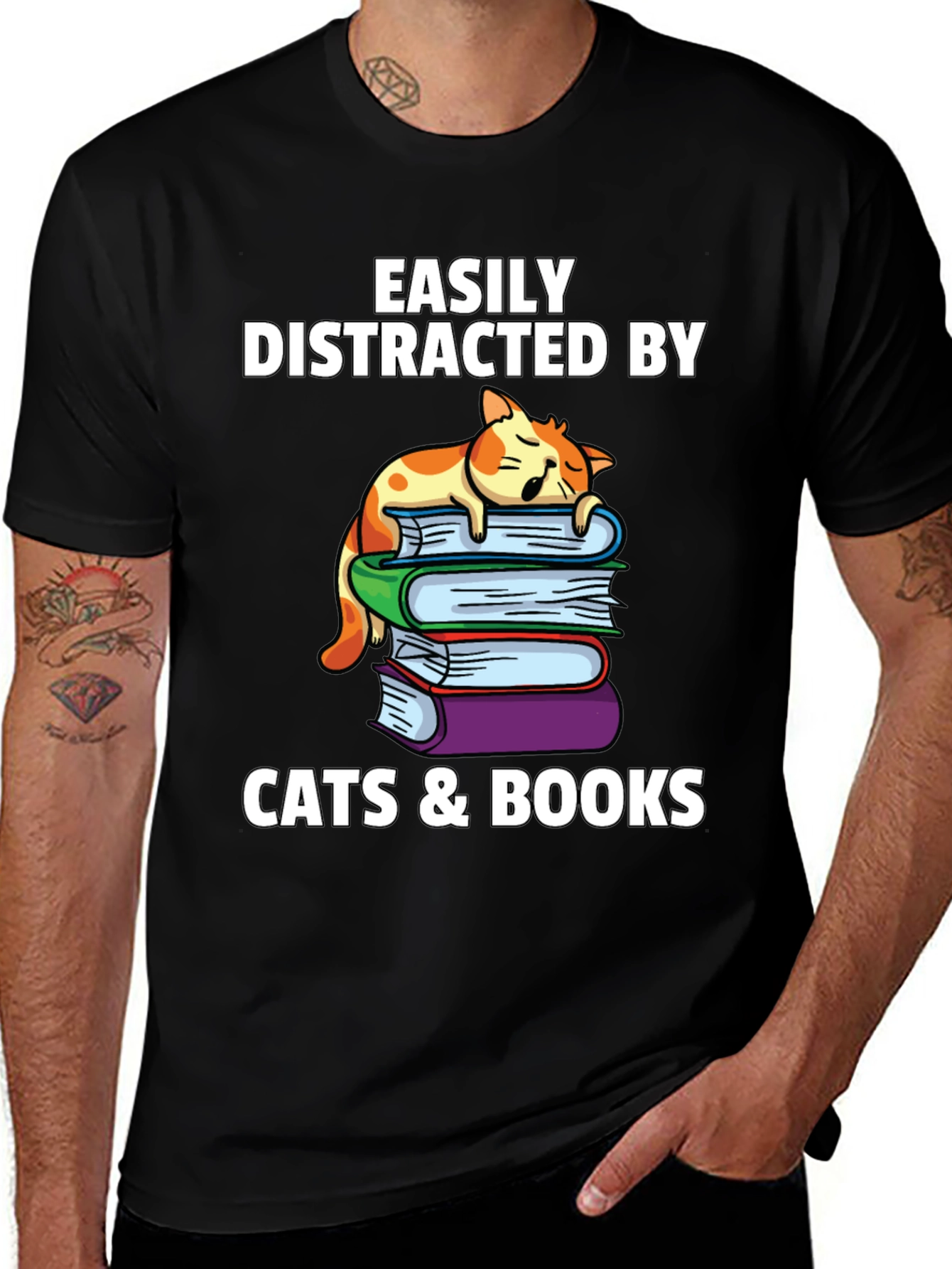 Variant 28 of Easily Distracted by Cats & Books T-Shirt