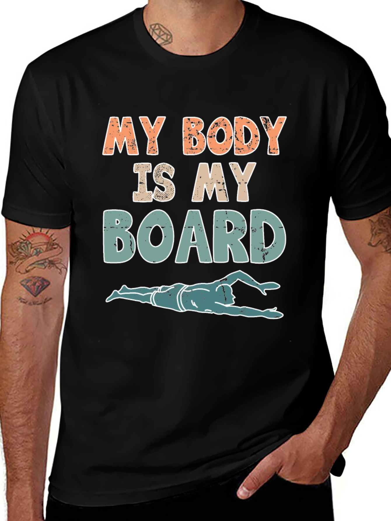 Variant 27 of My Body Is My Board Swimmer Graphic Tee