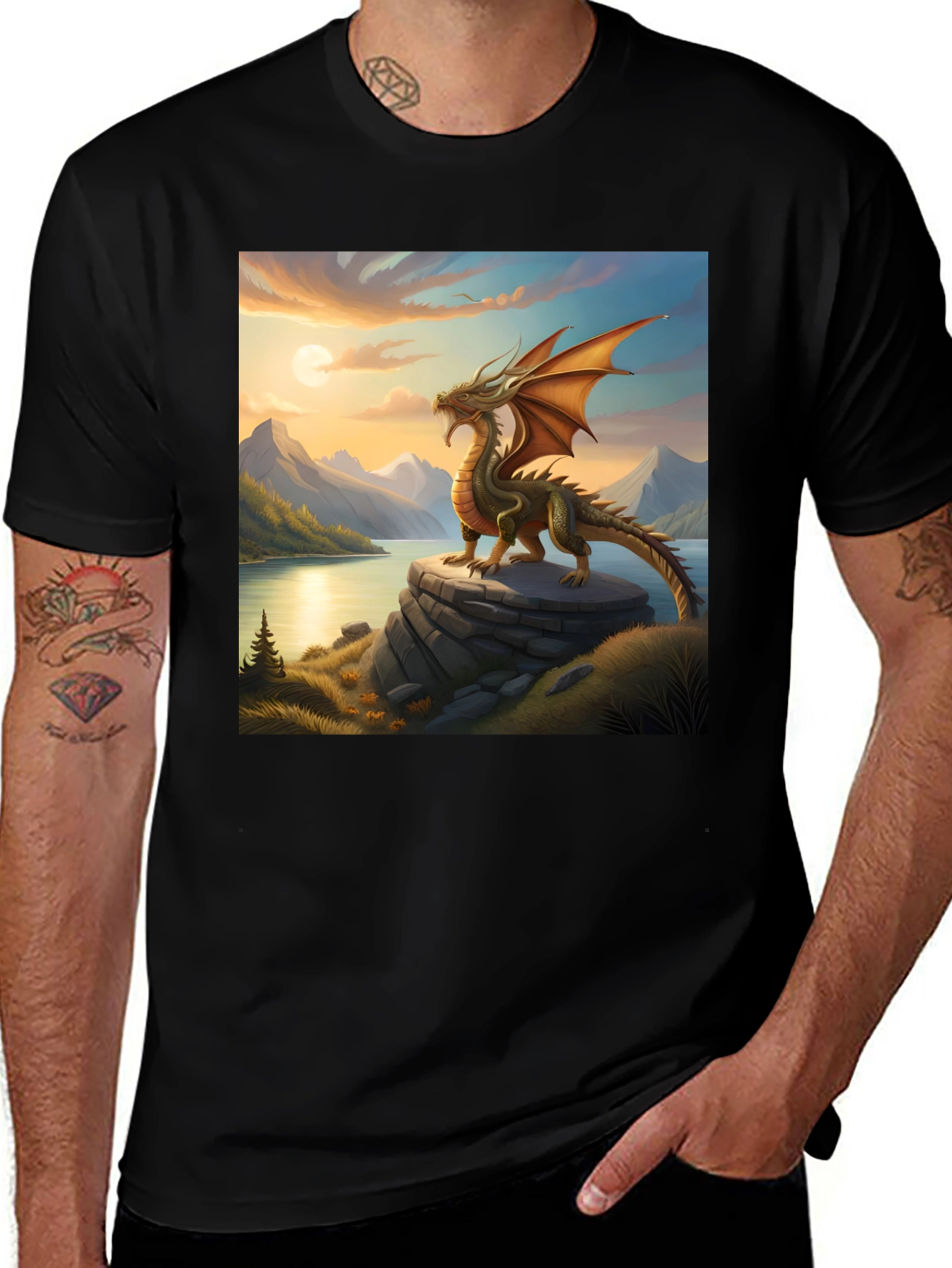 Variant 17 of Dragon Landscape Graphic Tee