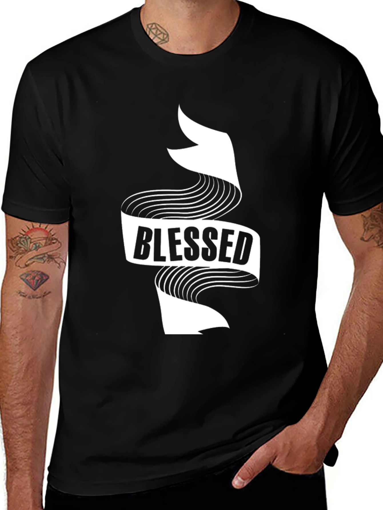 Black Blessed Graphic T-Shirt - Classic Black Tee main image