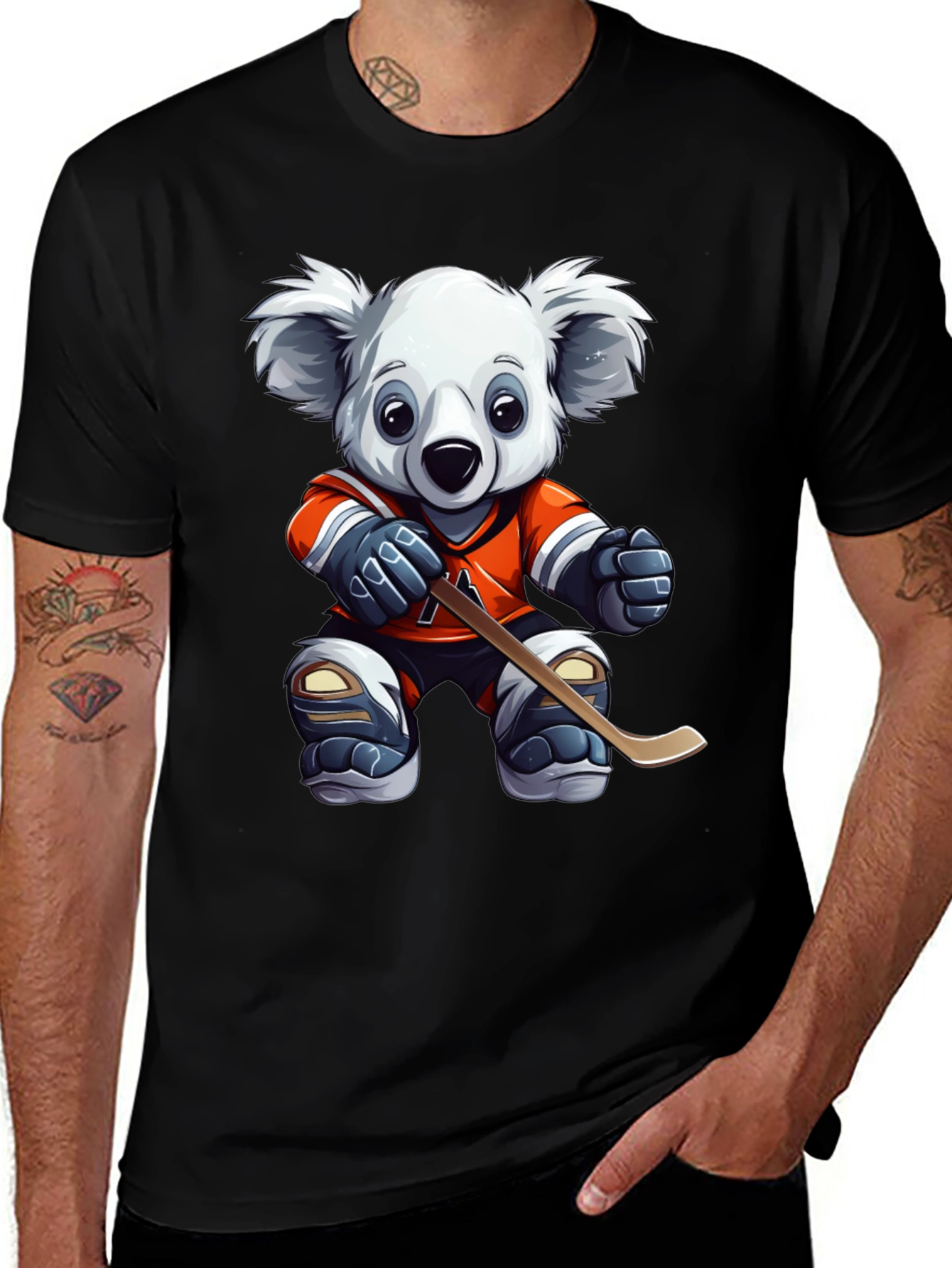 Koala Hockey Player Graphic Tee - Black