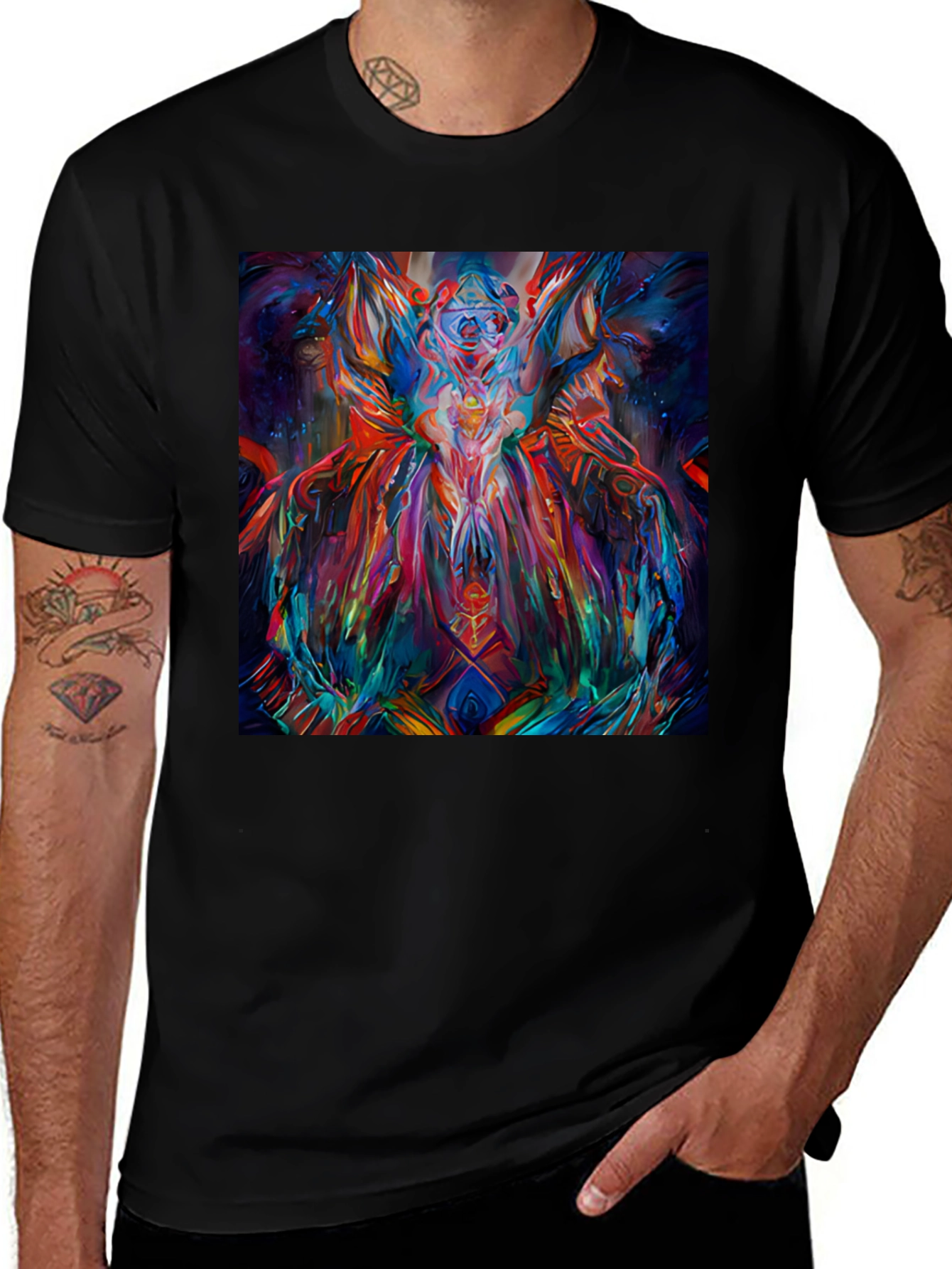 Variant 21 of Abstract Art Print Black Crew Neck T-Shirt