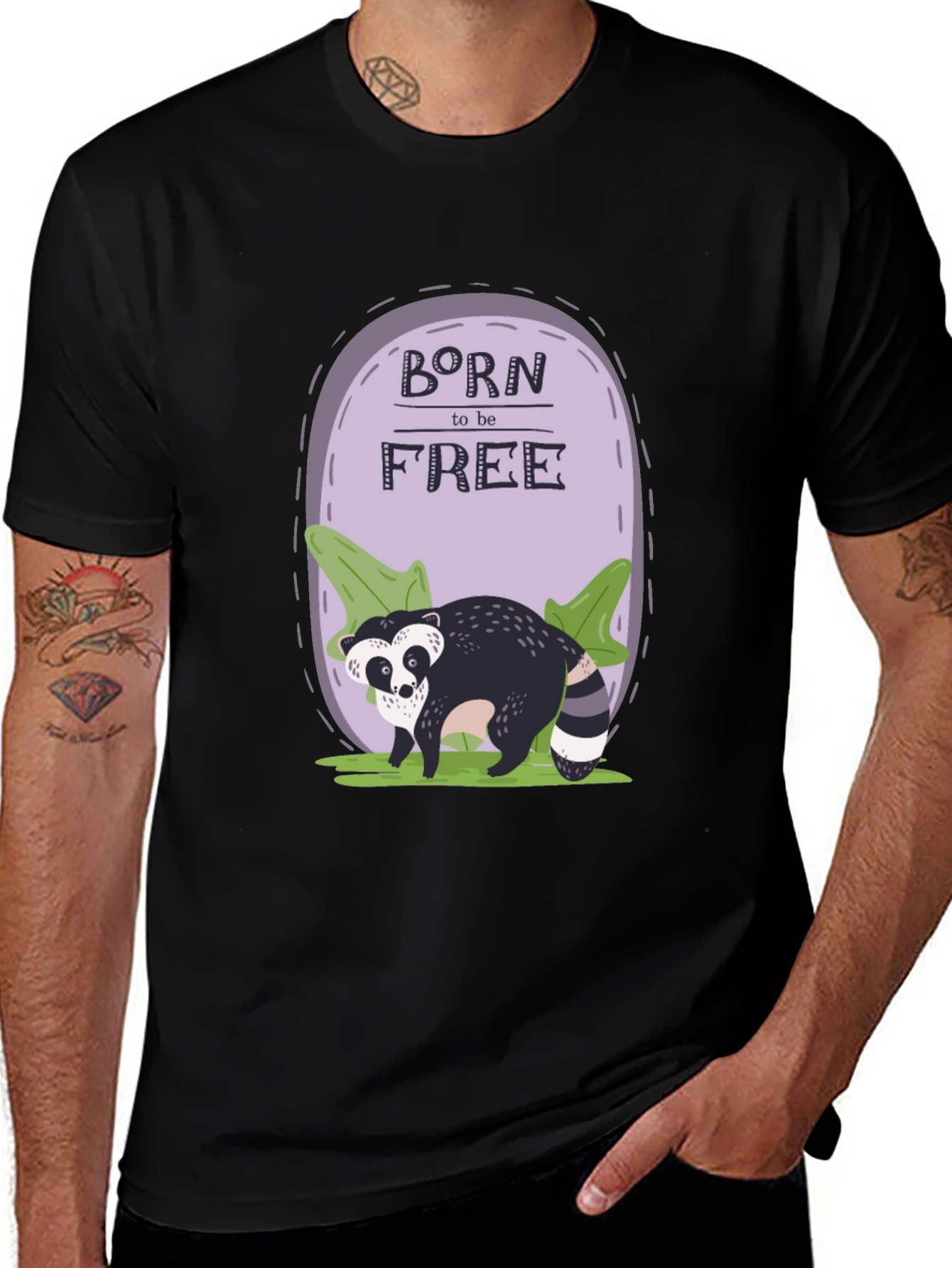 Variant 17 of Born to Be Free Raccoon Graphic Tee