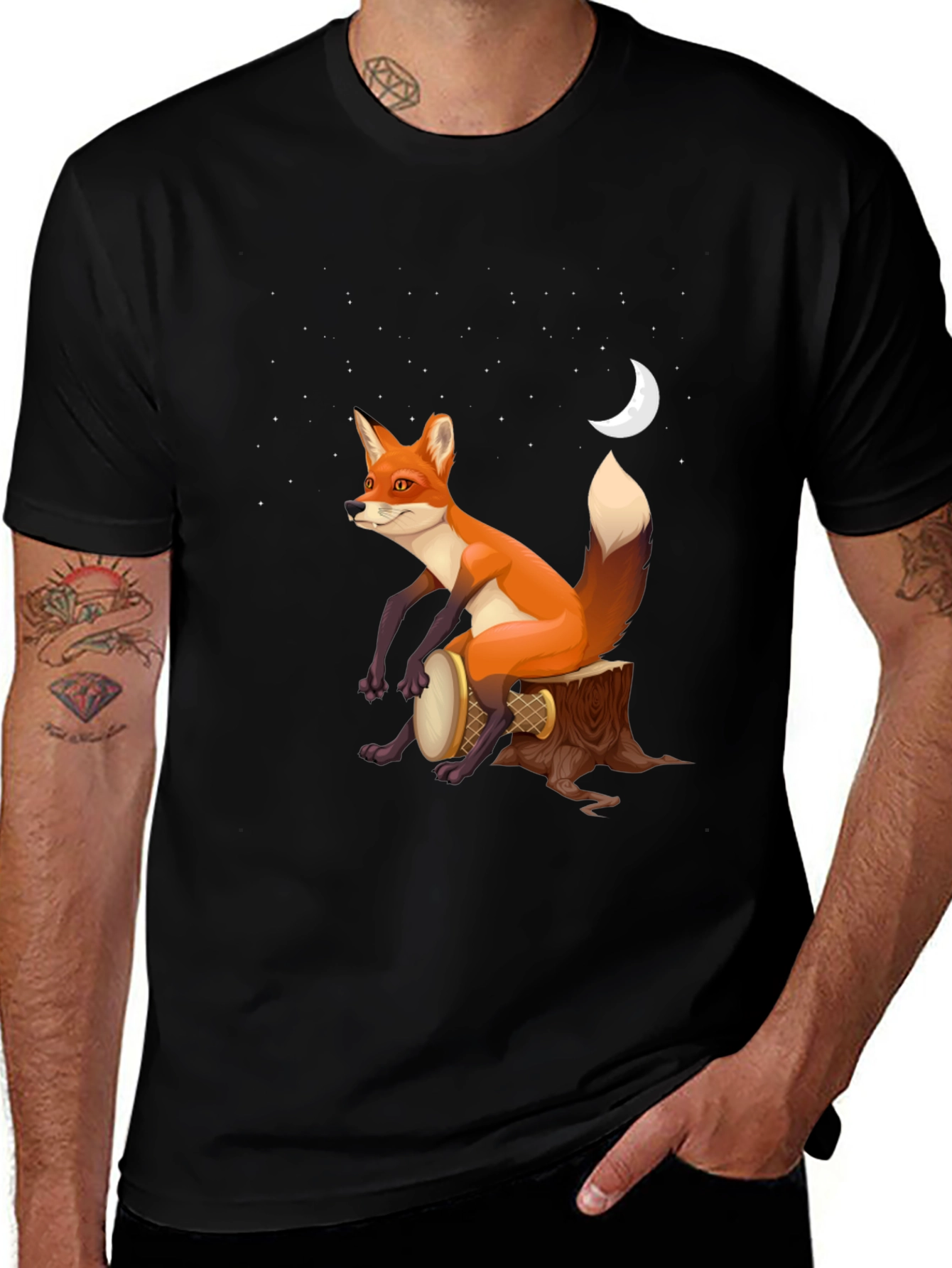 Variant 14 of Fox Drummer Graphic Tee - Stylish Unisex T-Shirt