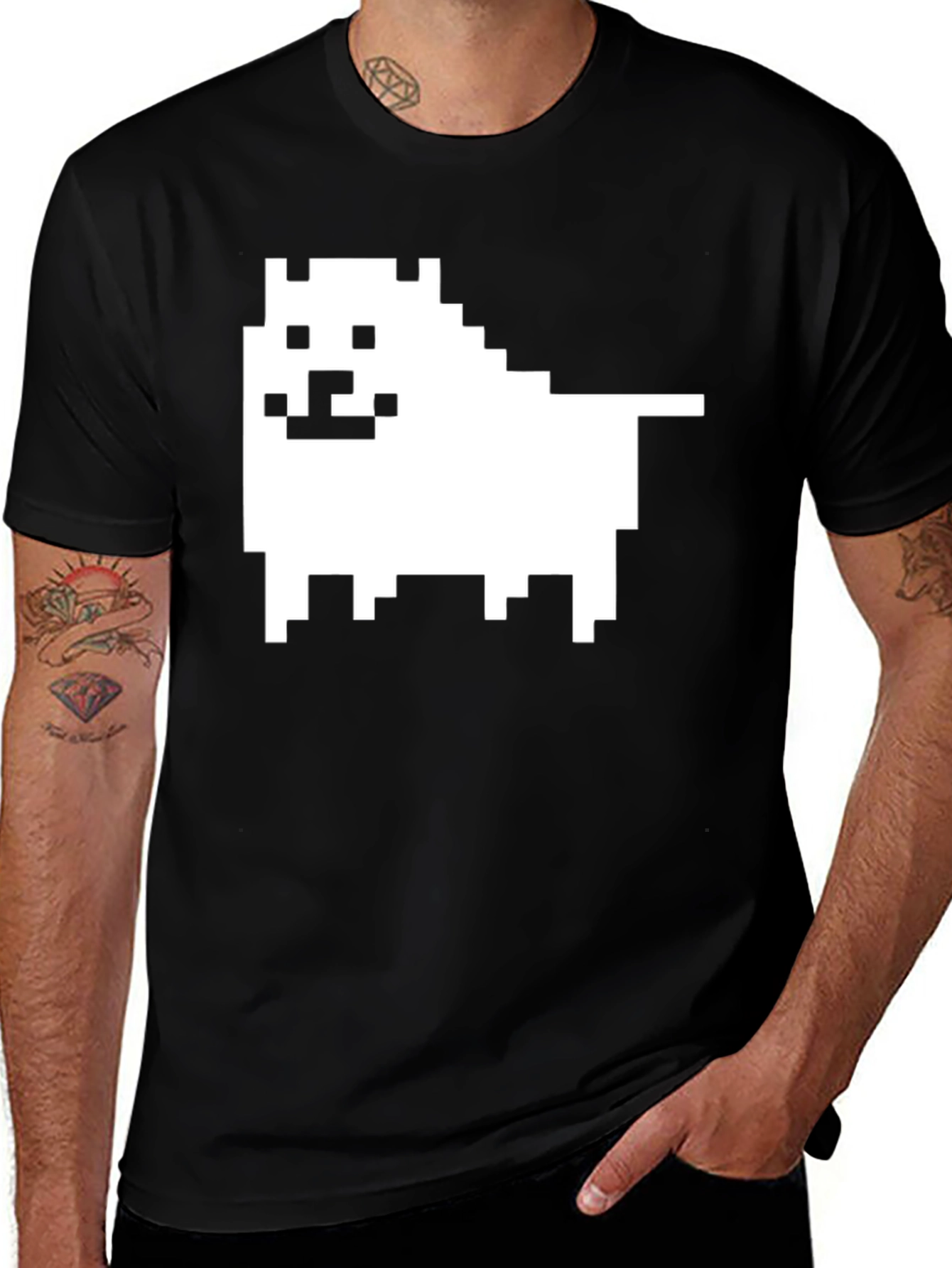 Undertale Dog Pixel Art Black T-Shirt