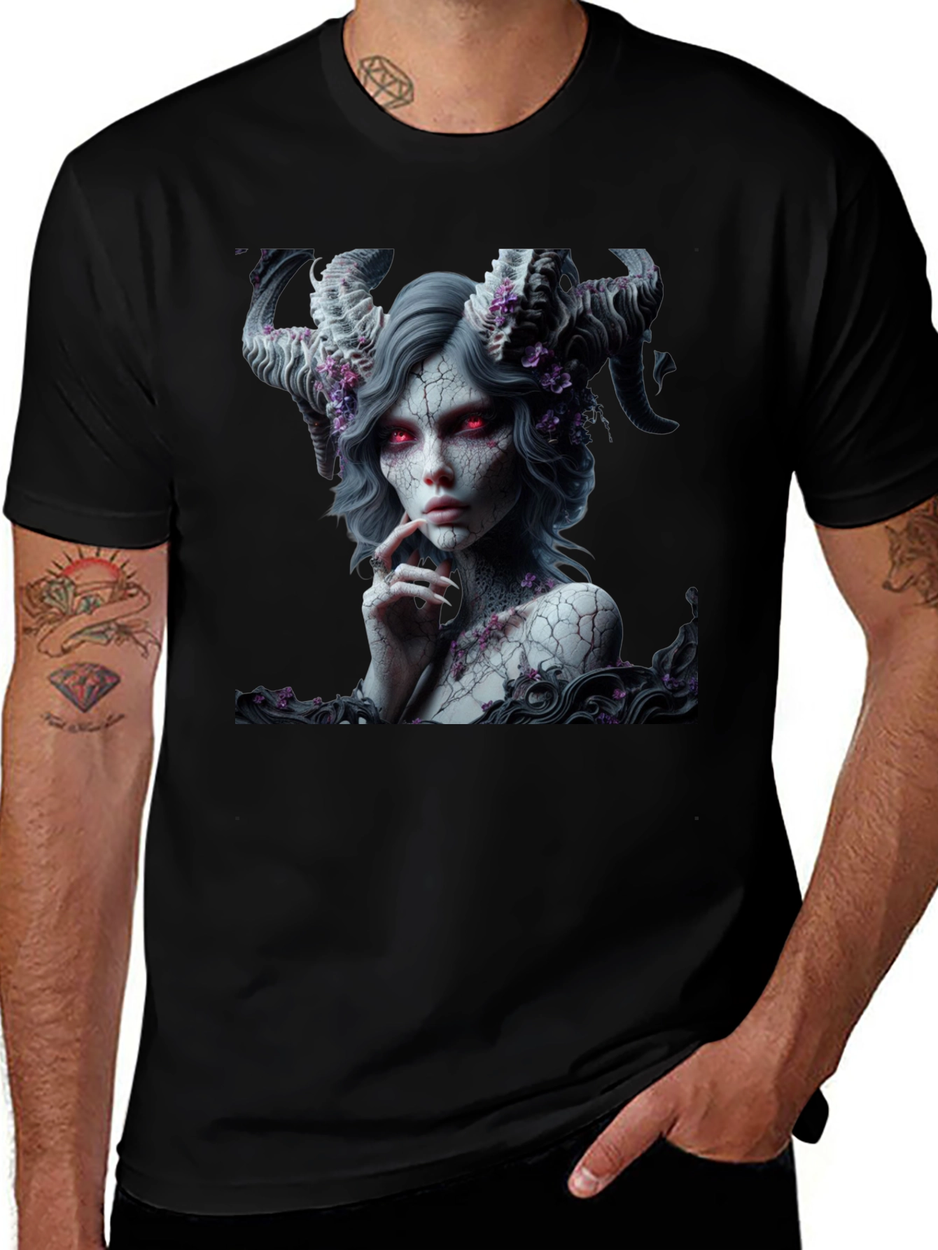 Variant 23 of Gothic Demon Queen Graphic Tee - Dark Fantasy Art Shirt