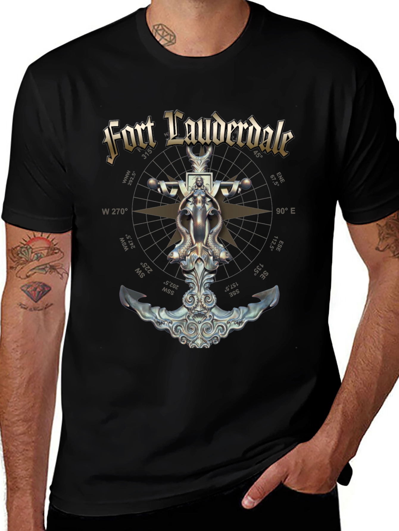 Fort Lauderdale Anchor Compass Graphic T-Shirt