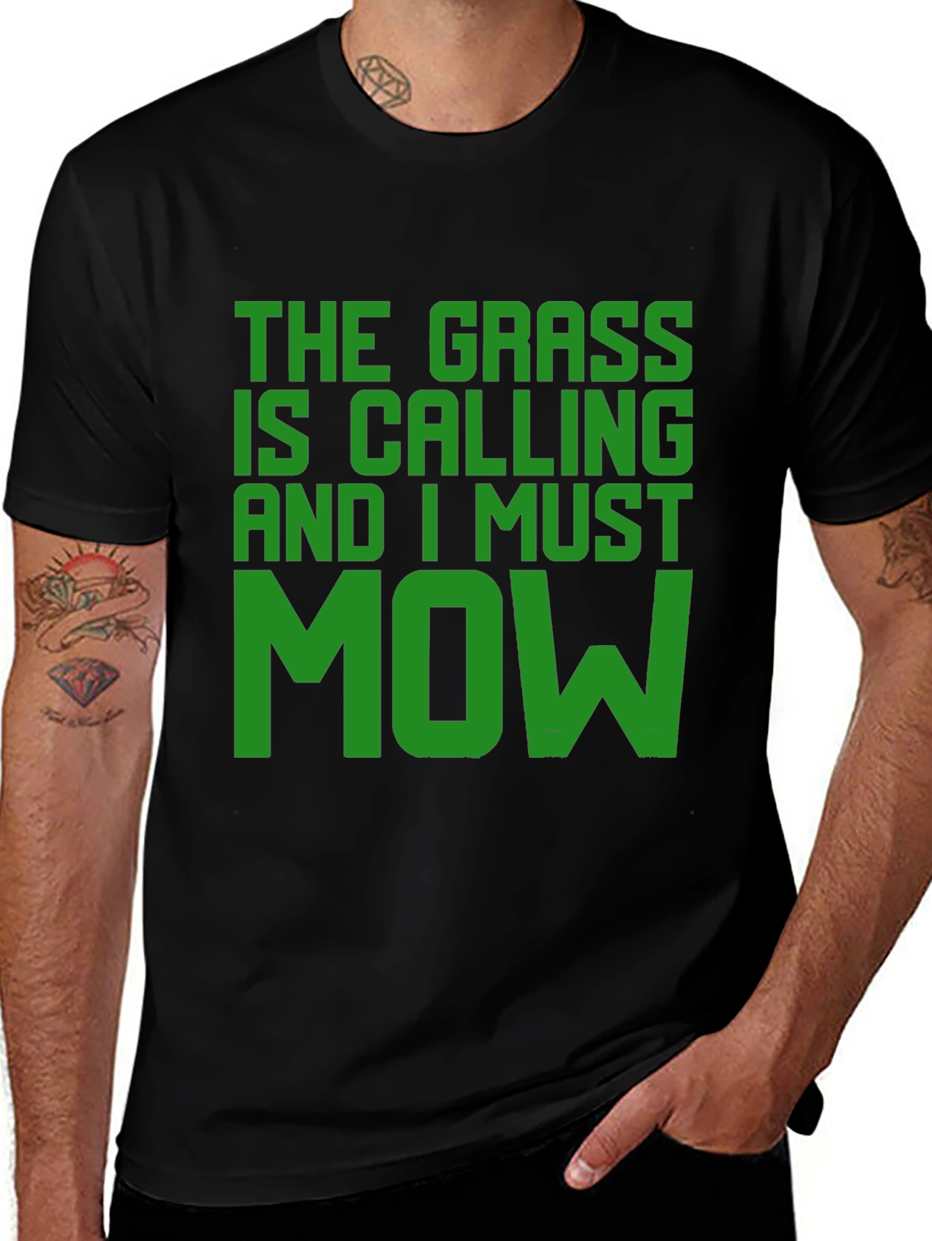 Variant 23 of The Grass is Calling T-Shirt - Funny Mowing Tee