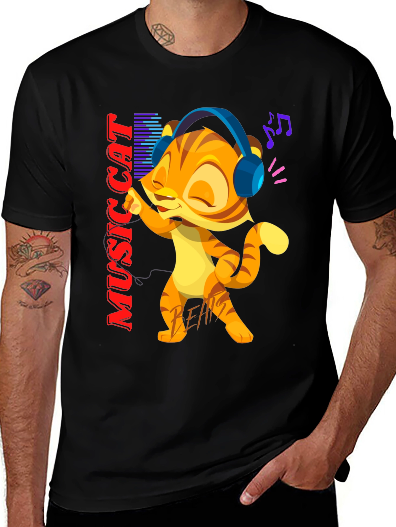 Variant 19 of Music Cat T-Shirt - Cool Graphic Tee for Music Lovers