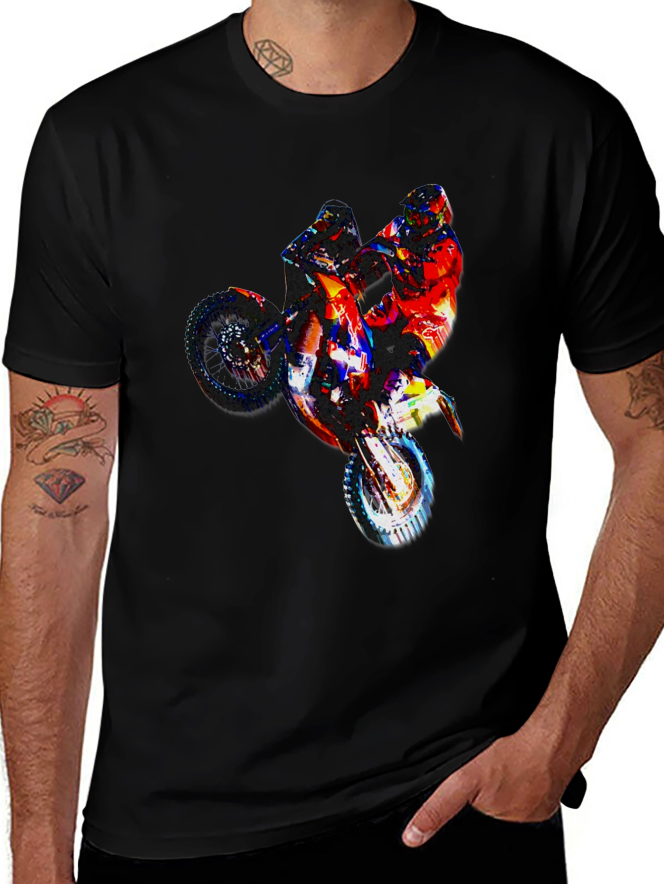 Variant 23 of Motorcycle Graphic Tee - Black Men's T-Shirt