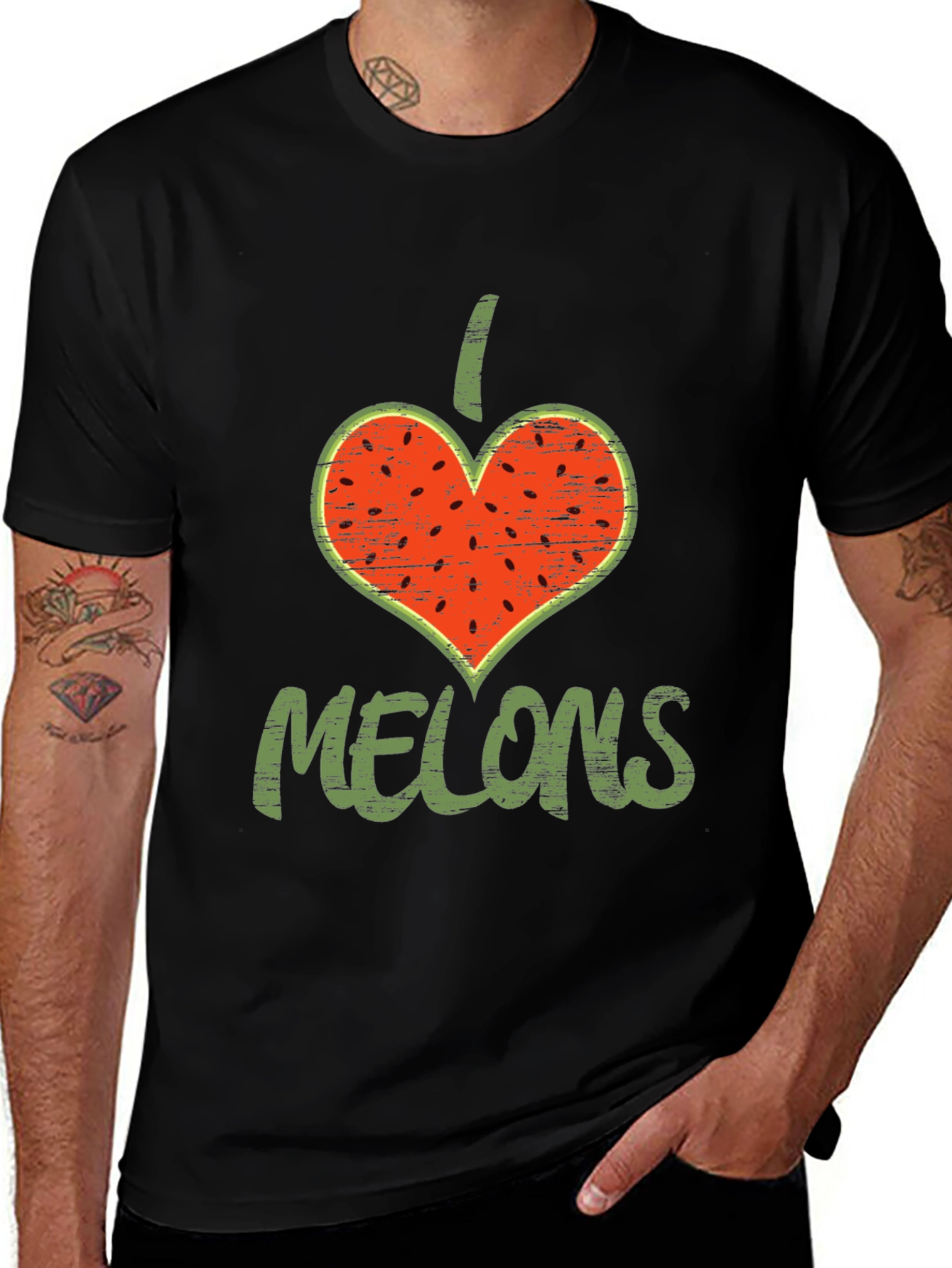 Variant 3 of I Heart Melons T-Shirt - Fun Summer Fruit Graphic Tee