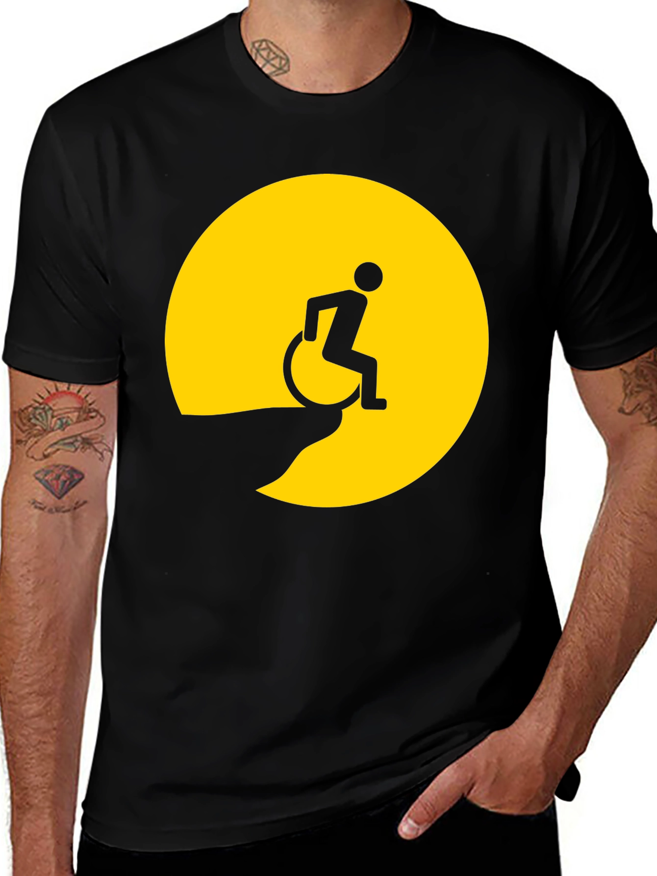 Variant 4 of Humorous Wheelchair User T-Shirt - Black