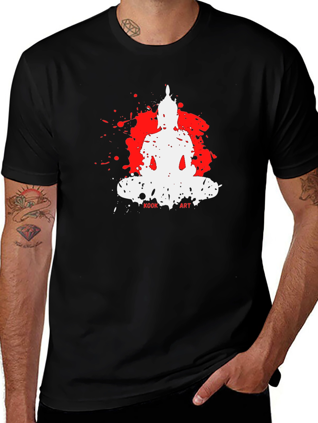 Variant 23 of Buddha Graphic Tee - Kook Art Black T-Shirt