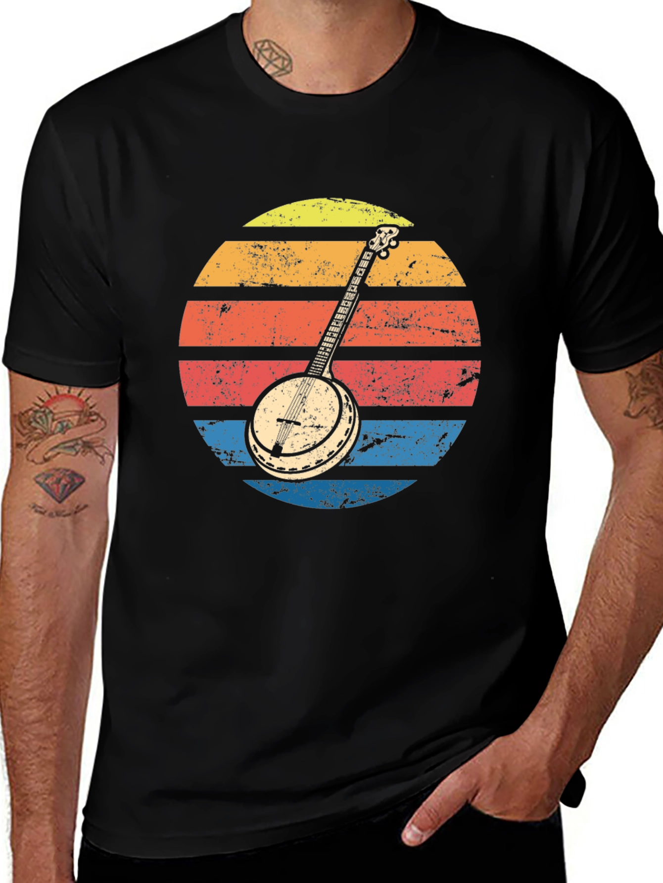 Variant 26 of Retro Banjo Sunset Graphic Tee