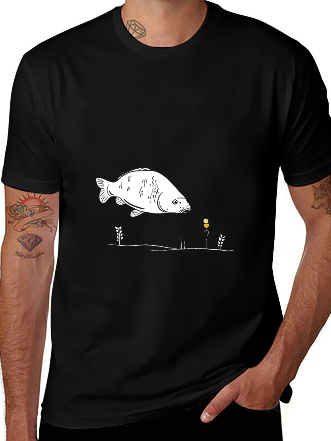 Variant 21 of Fish Graphic Black T-Shirt, Unisex