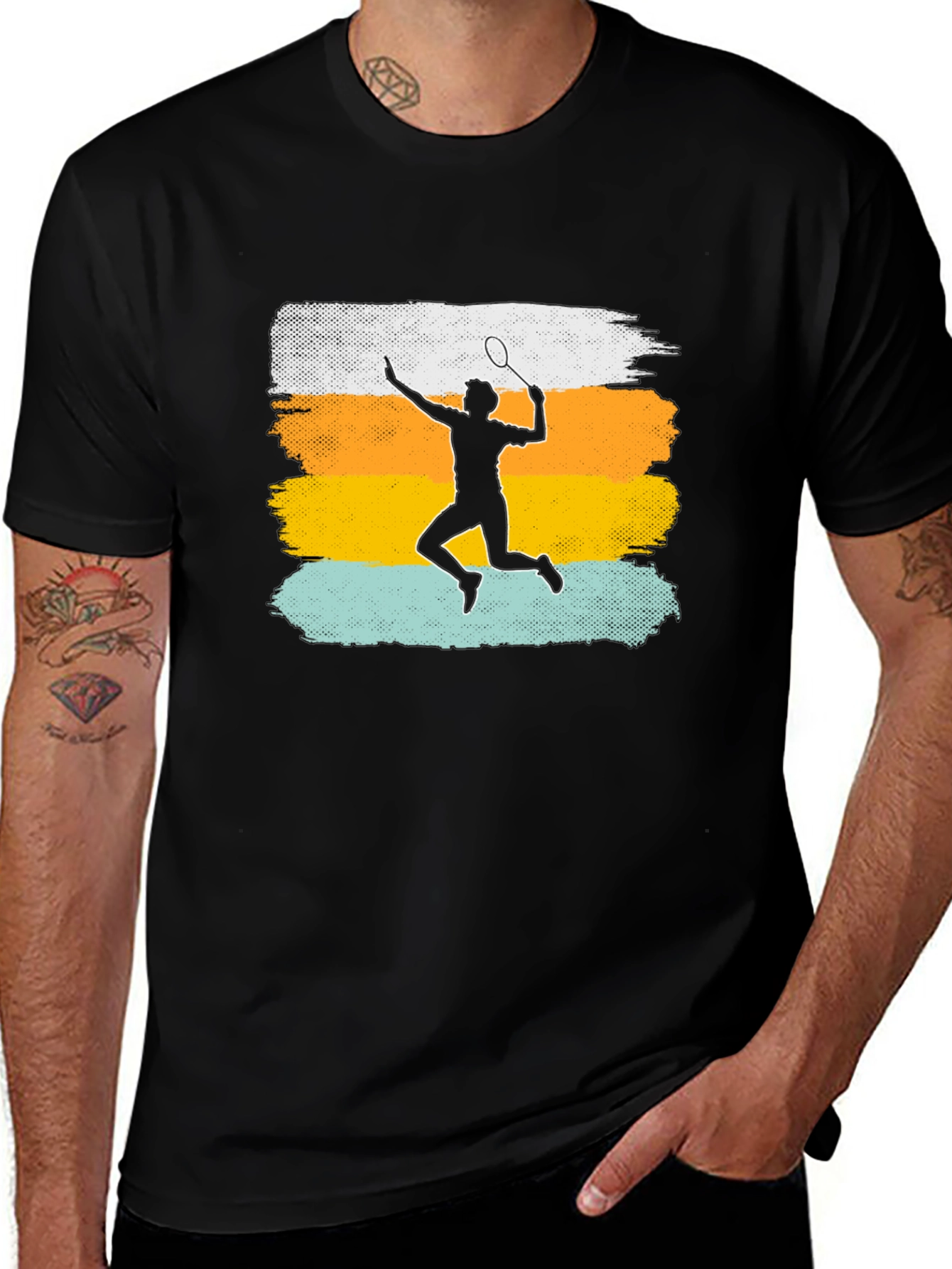 Variant 23 of Badminton Player Graphic T-Shirt